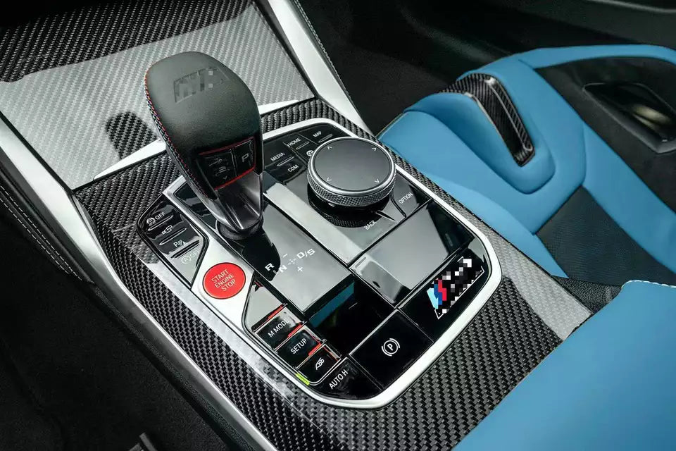 BMW G80/G82/G83 M3/M4 M Performance Style Carbon Fibre Interior Centre Console Trim Overlays - Manufactured from 100% Pre-Preg Carbon fibre to provide a perfect fitment to your new BMW G80/G82/G83 M3/M4 Model. This product will drastically change the look of your M3/M4 Interior. With the M Performance Styling in mind, this product is a must-have addition to any BMW.