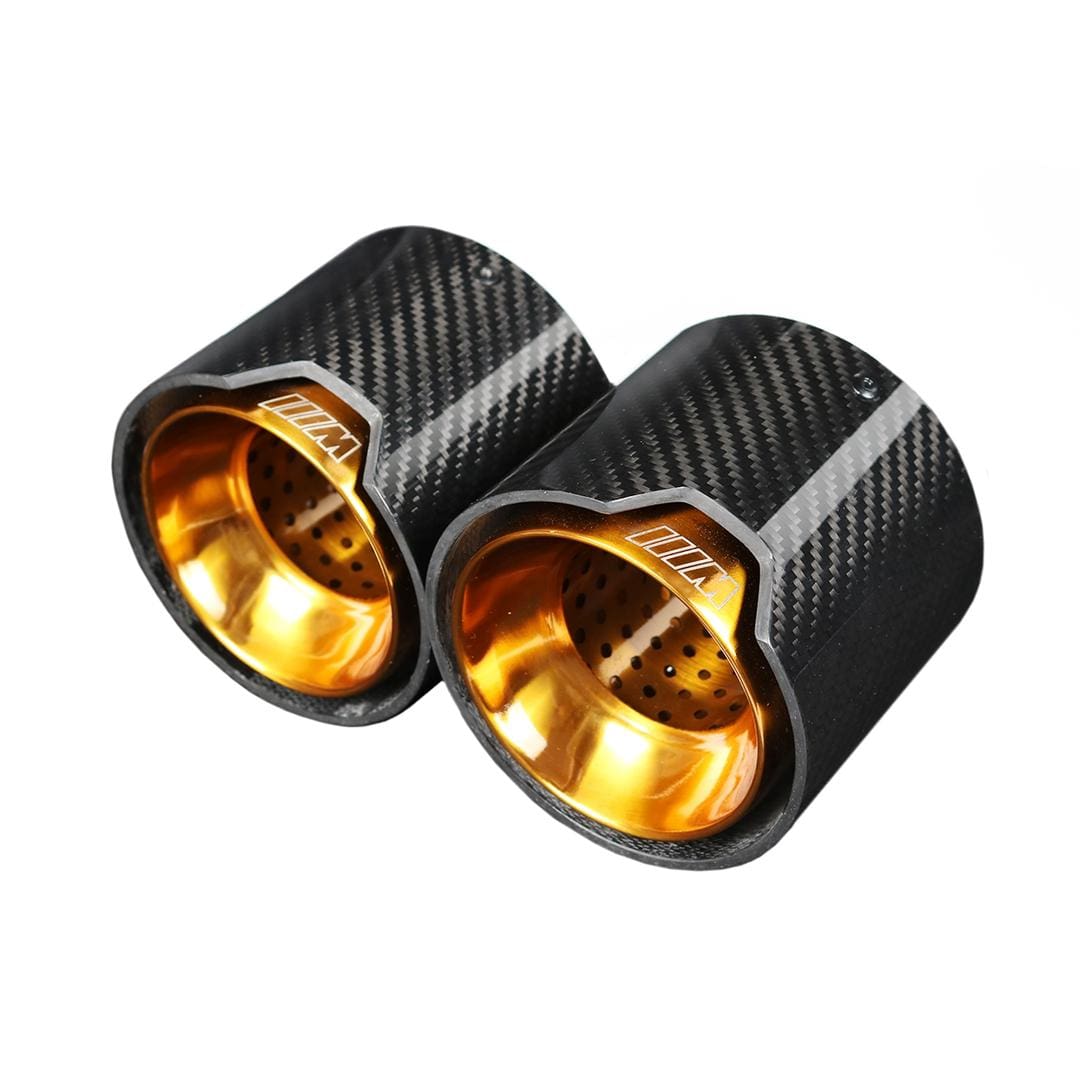 BMW M3/M4 Gold M Performance Style Carbon Fibre Exhaust Tips (G80/G81/G82/G83) - Twenty Two Tuning Exhaust Tips