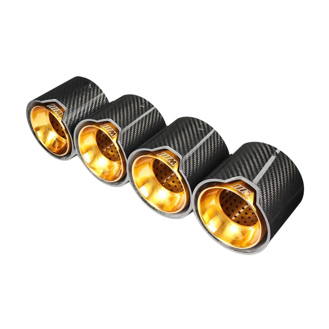 BMW M3/M4 Gold M Performance Style Carbon Fibre Exhaust Tips (G80/G81/G82/G83) - Twenty Two Tuning Exhaust Tips