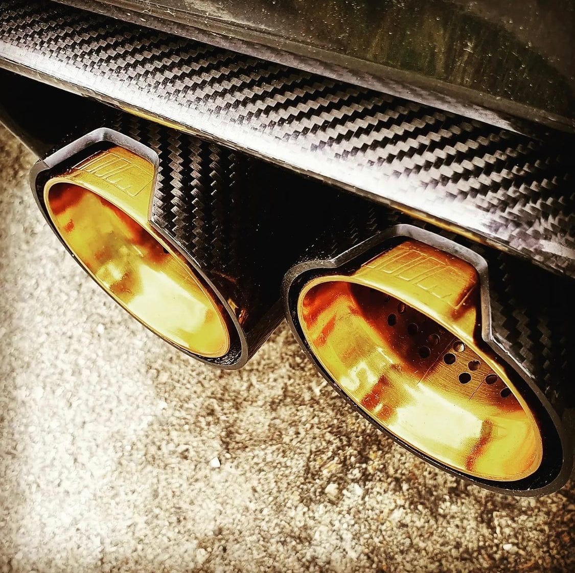 BMW M5 (F10) Gold M Performance Style Carbon Fibre Exhaust Tips - Twenty Two Tuning Exhaust Tips