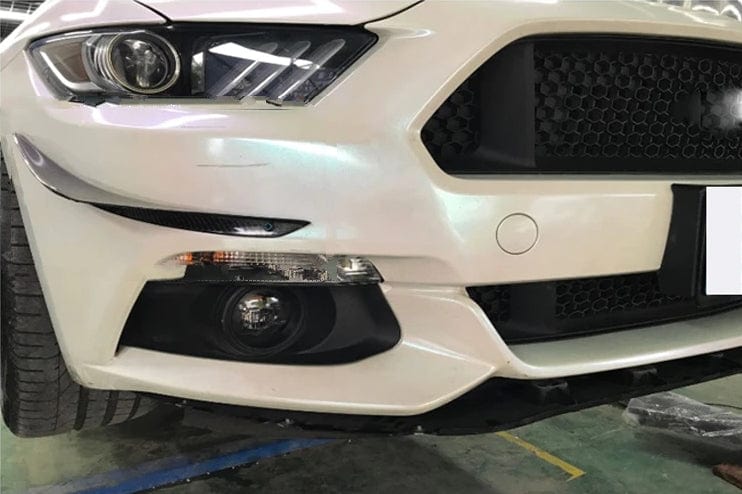 Ford Mustang (6th Gen.) Pre-Facelift Carbon Fibre Front Bumper Canards - Twenty Two Tuning Front Canards/Bumper Inserts