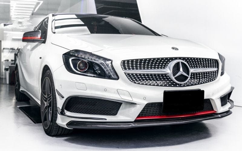 Mercedes Benz A-Class/A45 (W176) REVO Style Carbon Fibre Front Canards - Twenty Two Tuning Front Canards/Bumper Inserts