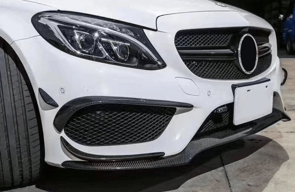 Mercedes Benz C-Class/C43 (A205/C205/W205) Carbon Fibre Front Fog Surround Trim - Twenty Two Tuning Front Canards/Bumper Inserts