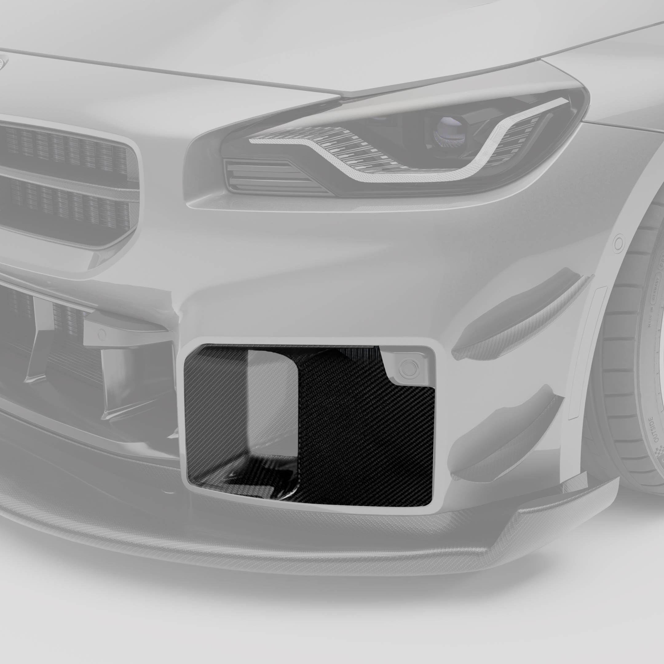 RevoZport Carbon Fiber Aero Front Bumper Block-Off Plates Compatible With BMW M2 G87