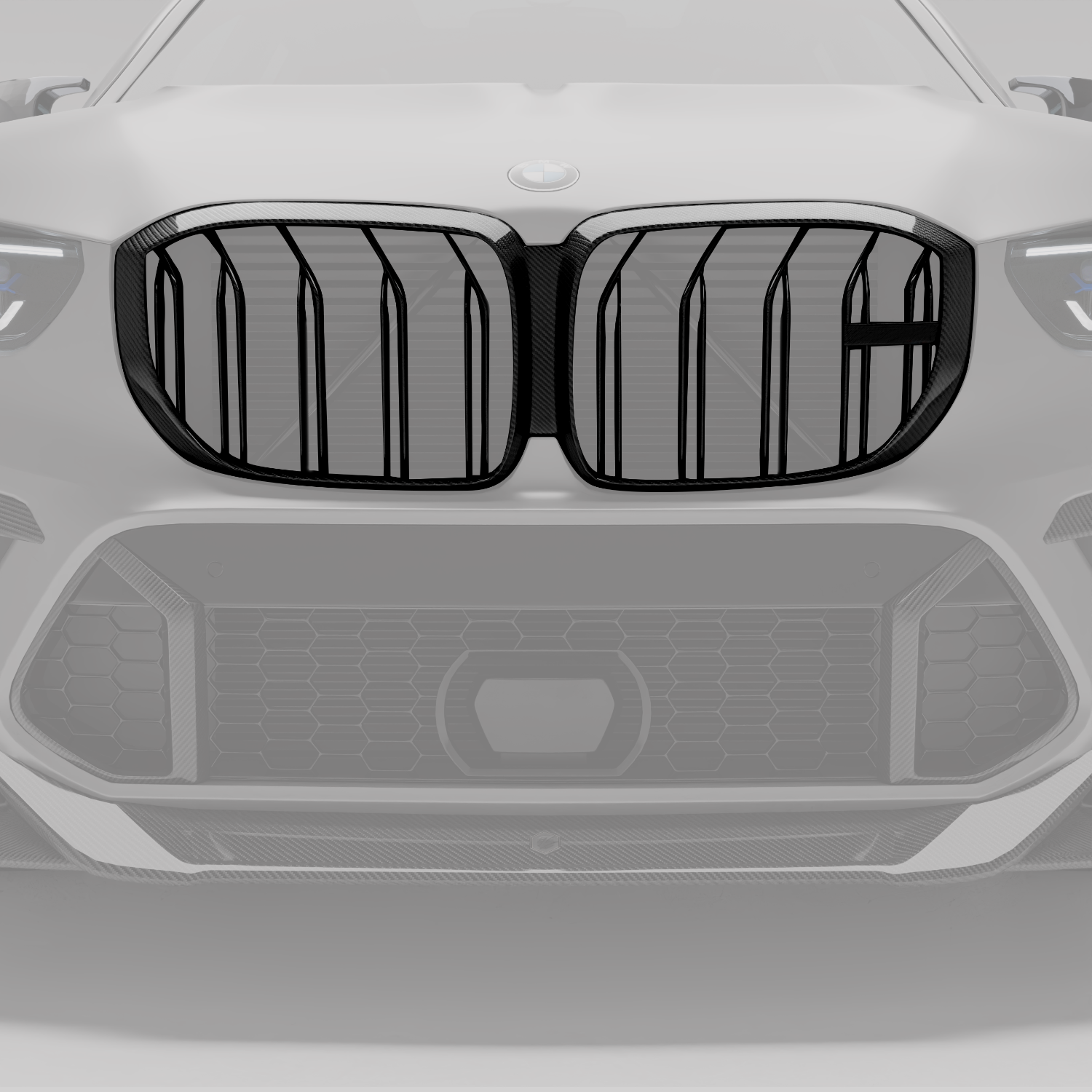 RevoZport Carbon Fiber Front Grill Compatible With BMW X5M F95 PRE LCI