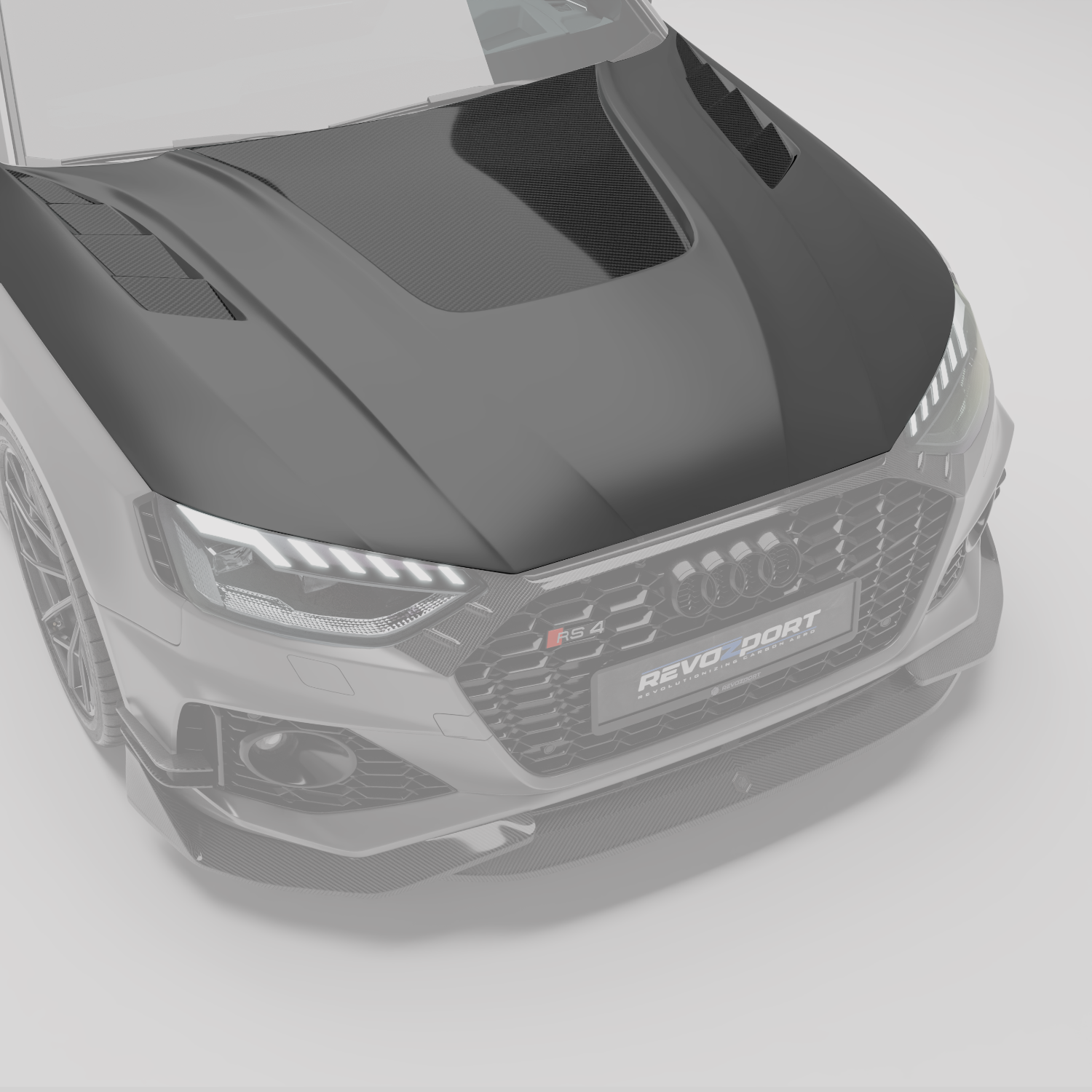 RevoZport Carbon Fiber Hood Compatible With Audi RS4 B9.5 Facelift