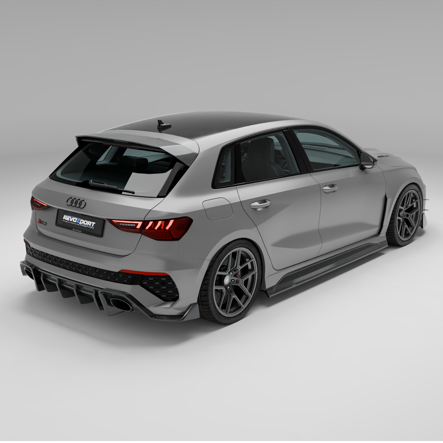 RevoZport Carbon Fiber Rear Diffuser Compatible With Audi RS3 8Y Sportback