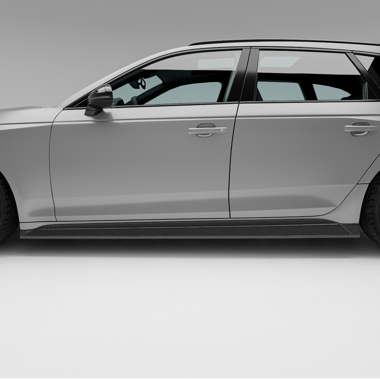 RevoZport Carbon Fiber Side Skirts Compatible With Audi RS4 B9.5 Facelift