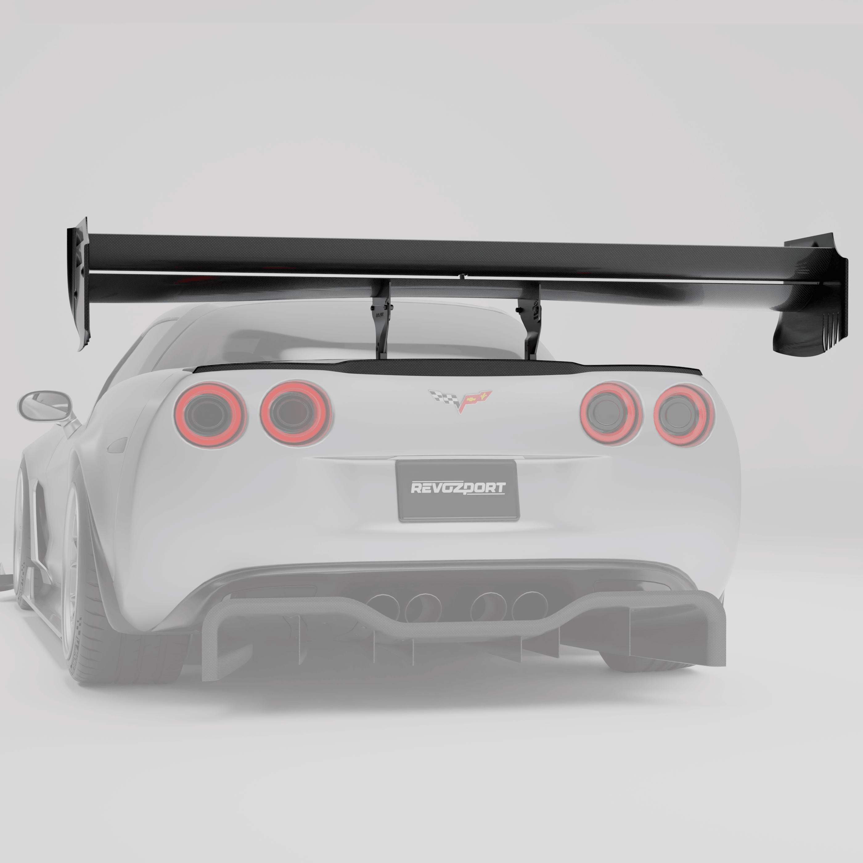 RevoZport Carbon Fiber Rear Spoiler Compatible With Corvette C6