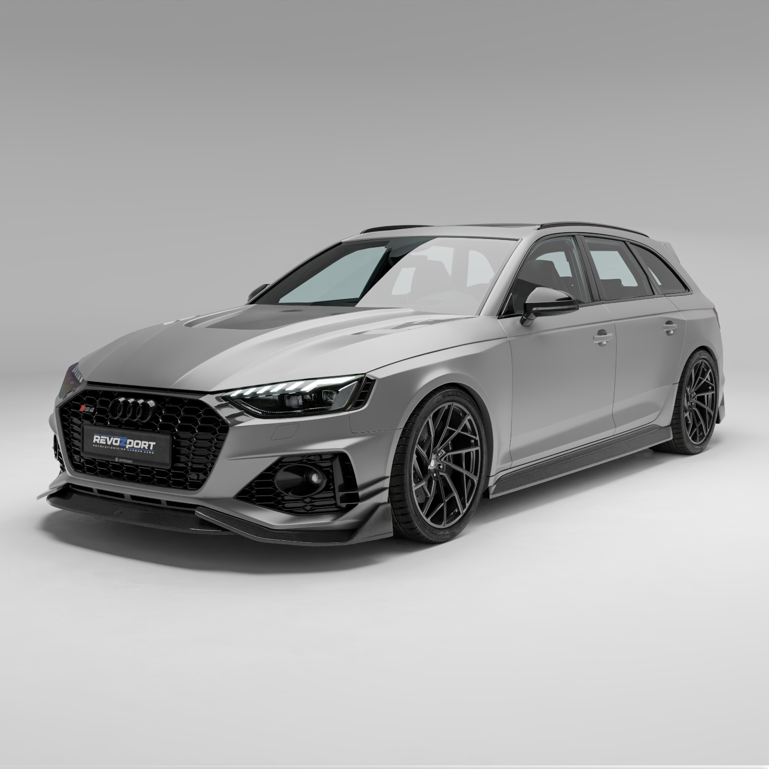 RevoZport Carbon Fiber Side Skirts Compatible With Audi RS4 B9.5 Facelift