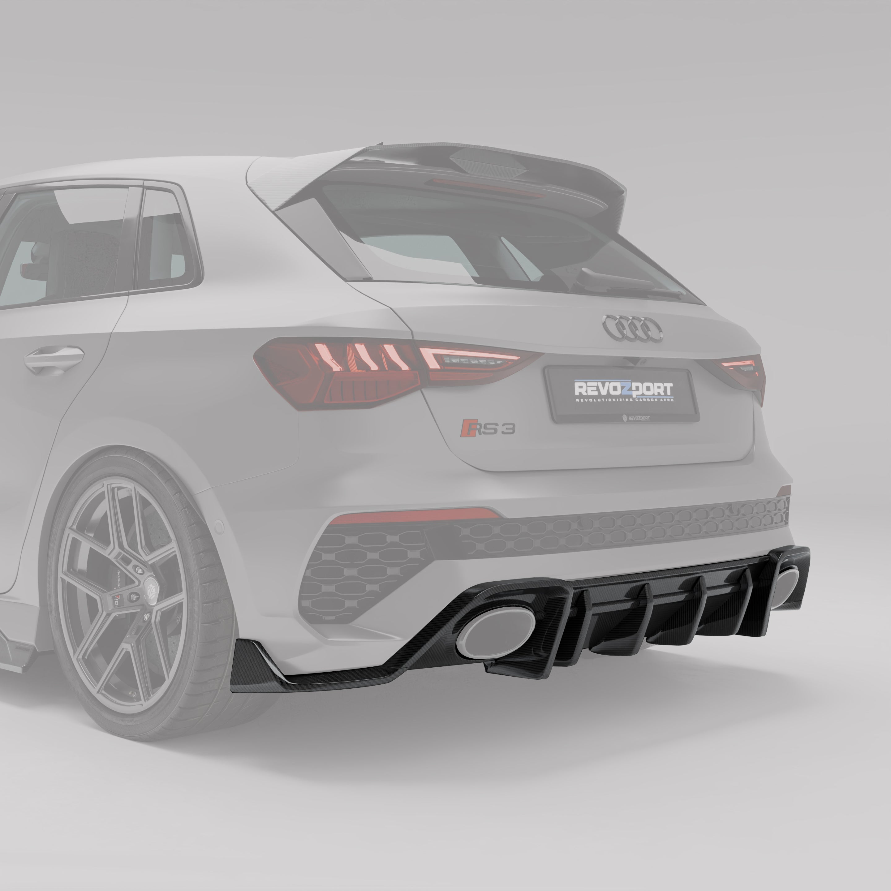 RevoZport Carbon Fiber Rear Diffuser Compatible With Audi RS3 8Y Sportback