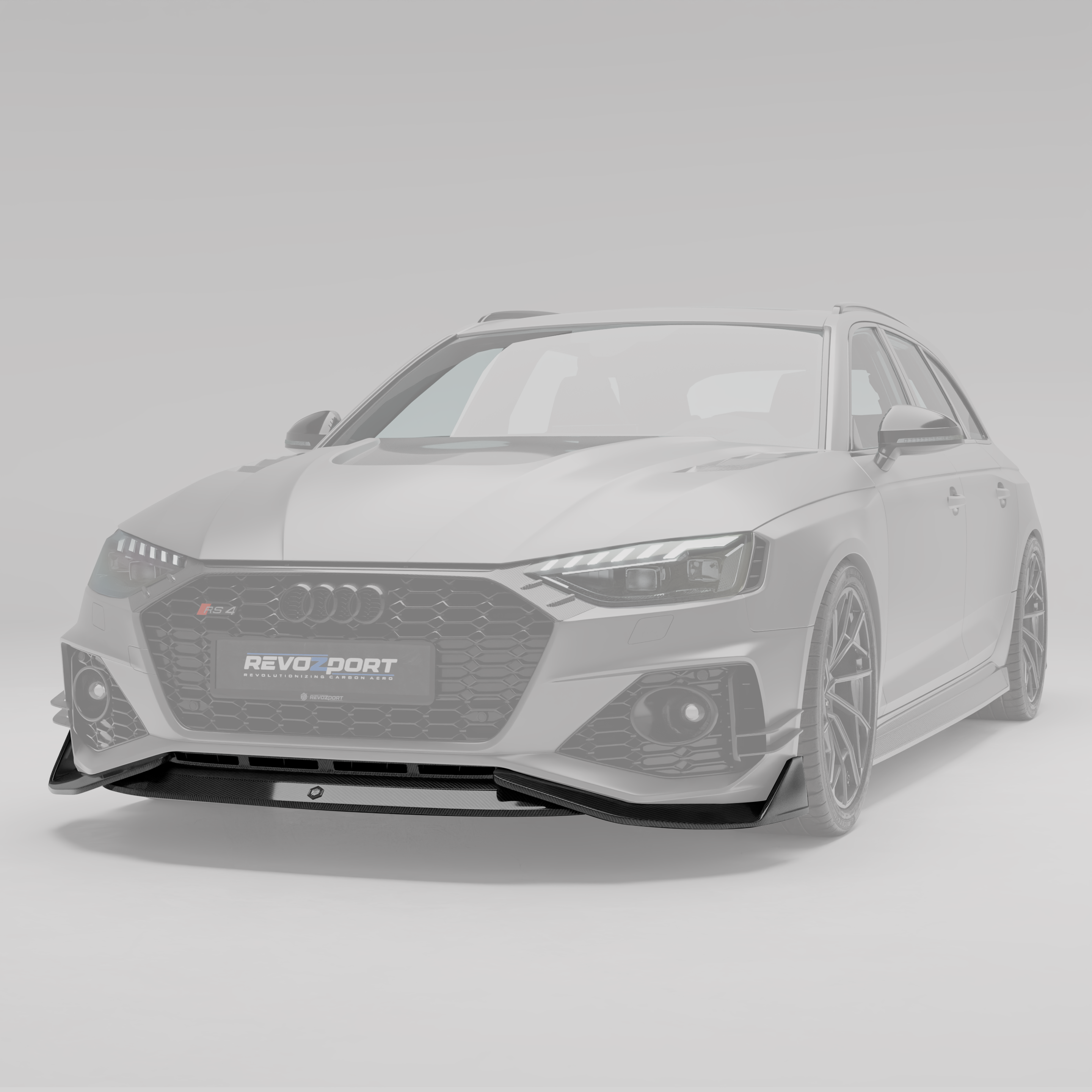 RevoZport Carbon Fiber Front Lip Compatible With Audi RS4 B9.5 Facelift
