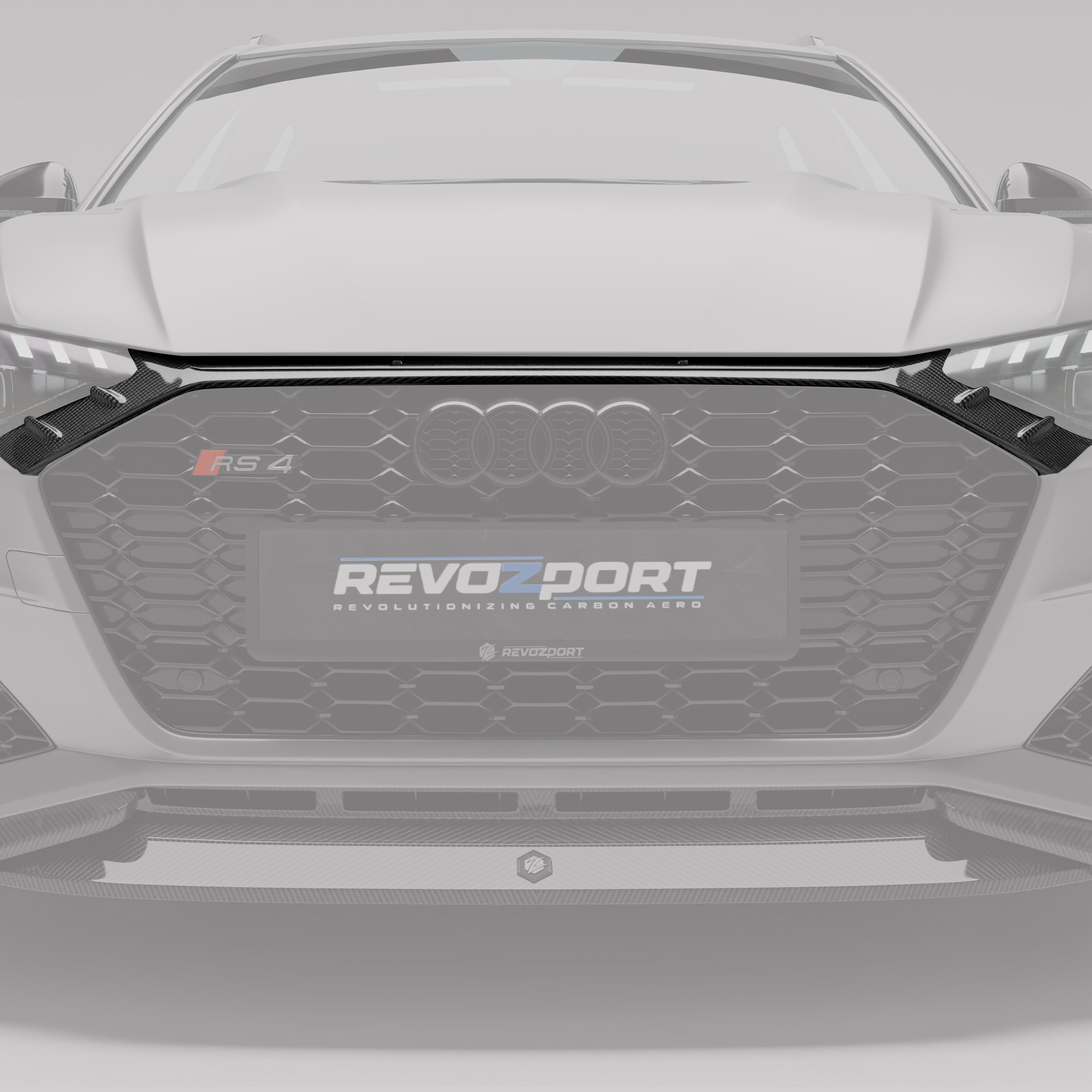 RevoZport Carbon Fiber Front Grill Compatible With Audi RS4 B9.5 Facelift