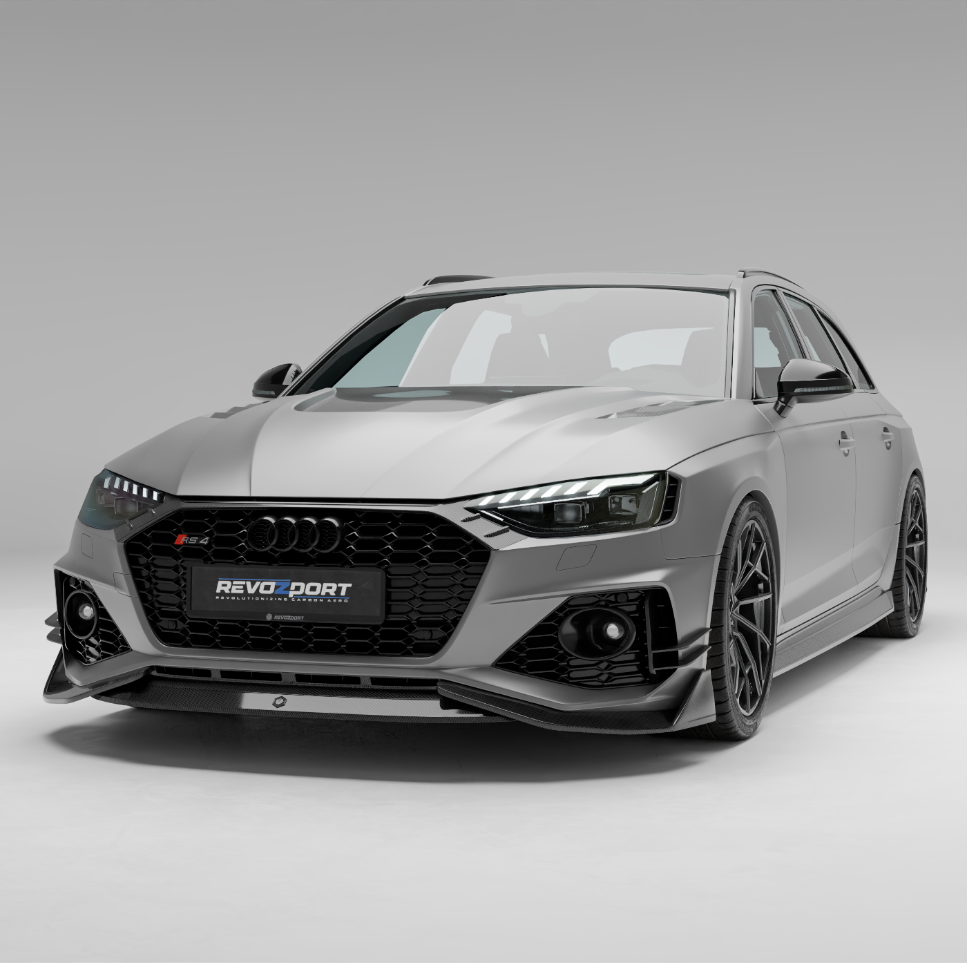 RevoZport Carbon Fiber Canards Compatible With Audi RS4 B9.5 Facelift