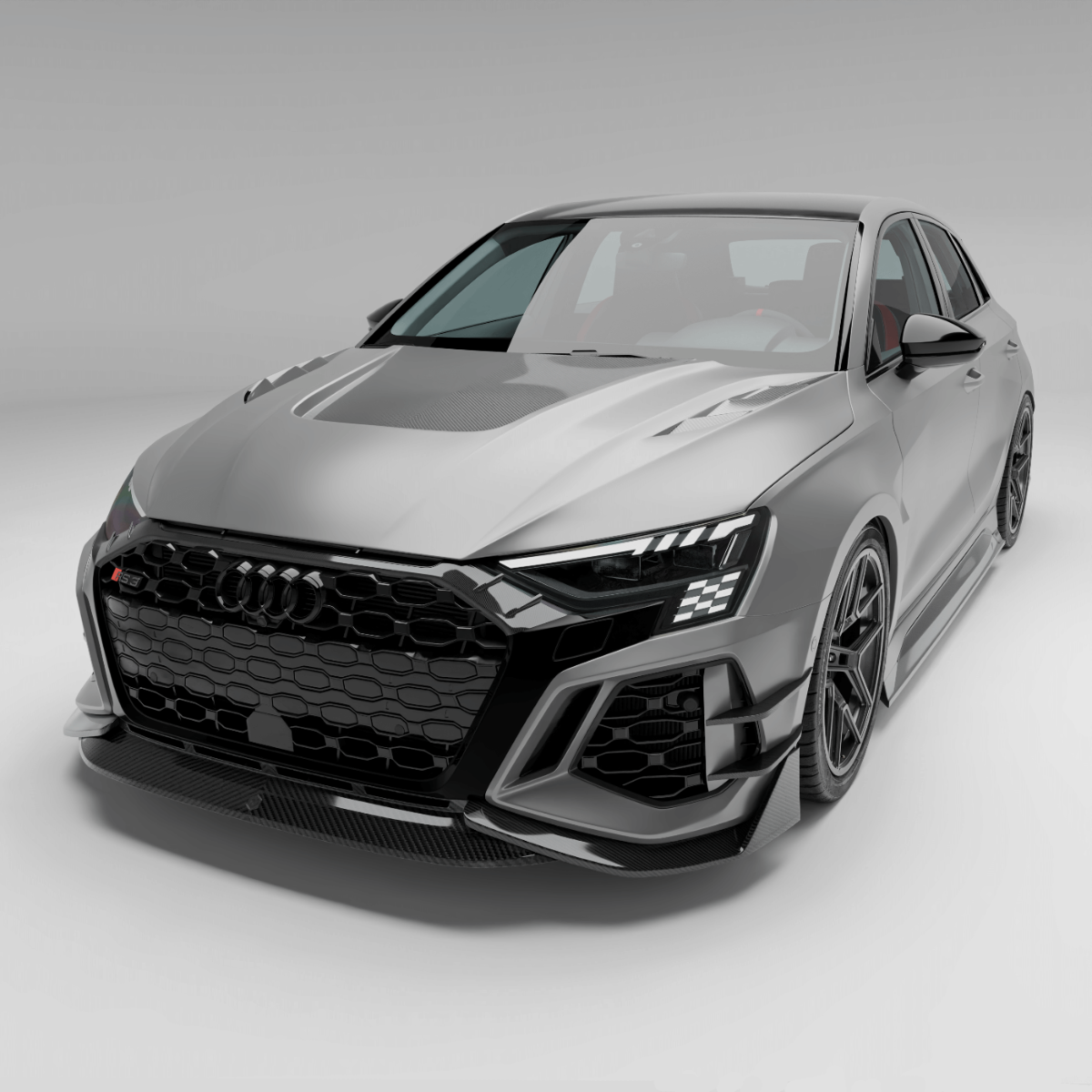 RevoZport Carbon Fiber Front Lip Compatible With Audi RS3 8Y Sportback