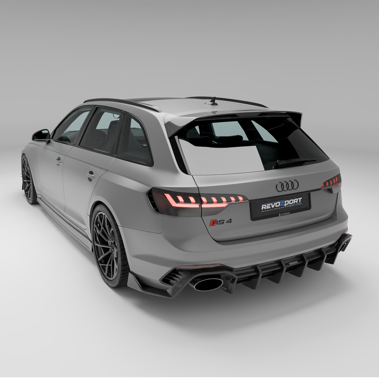 RevoZport Carbon Fiber Roof Spoiler Compatible With Audi RS4 B9.5 Facelift