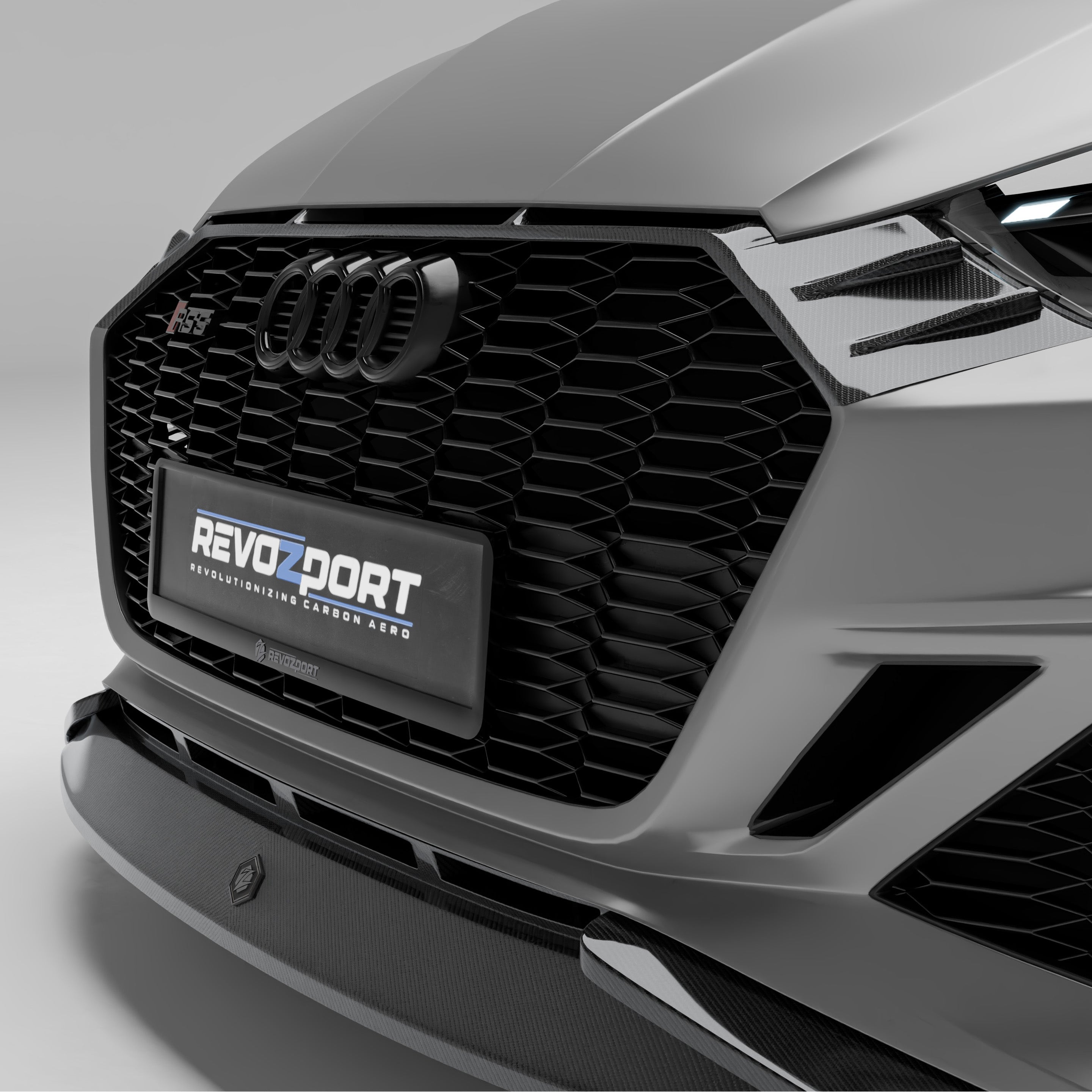 RevoZport Carbon Fiber Front Lip Compatible With Audi RS5 B9.5 Facelift Sportback