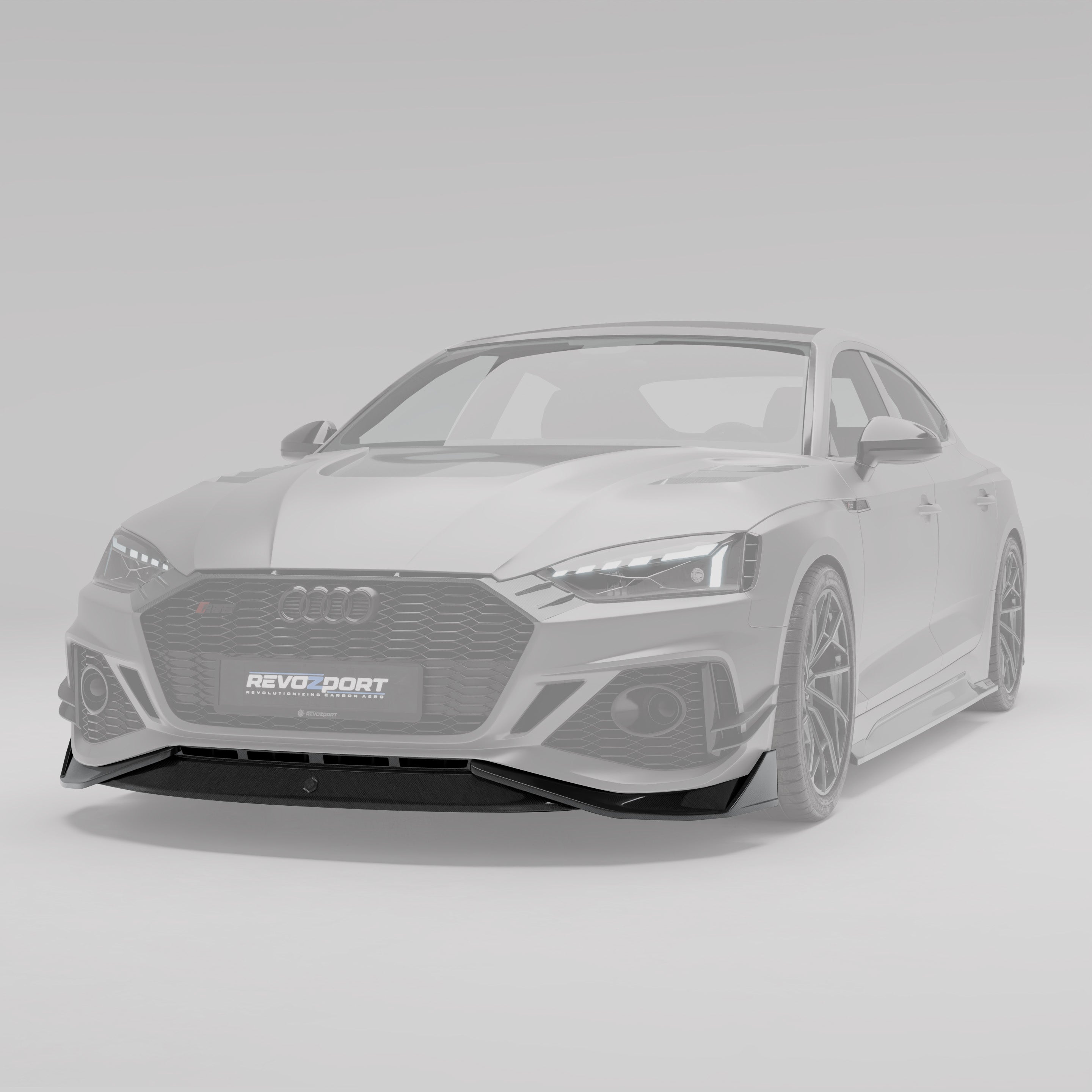 RevoZport Carbon Fiber Front Lip Compatible With Audi RS5 B9.5 Facelift Sportback