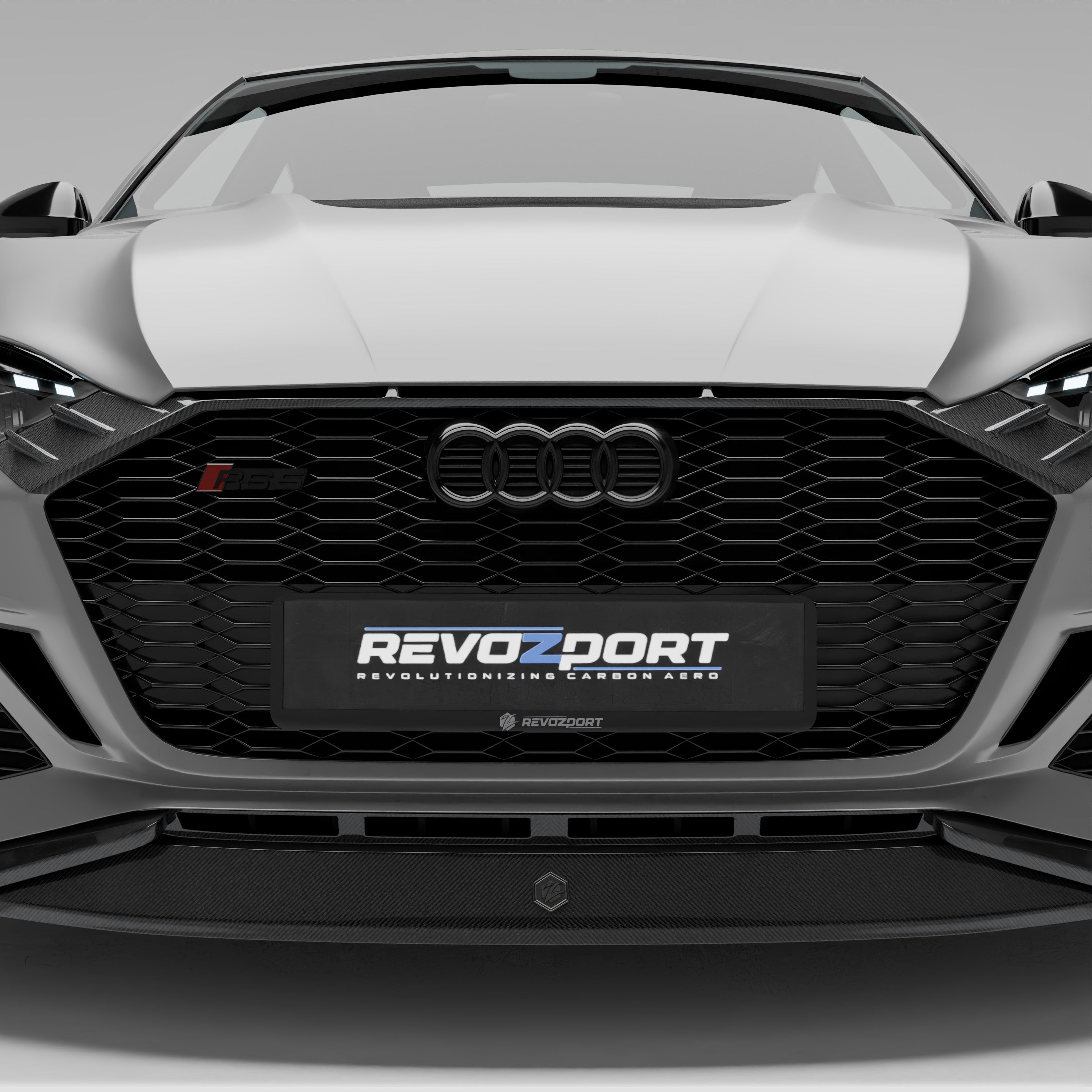 RevoZport Carbon Fiber Grill Compatible With Audi RS5 B9.5 Facelift Sportback