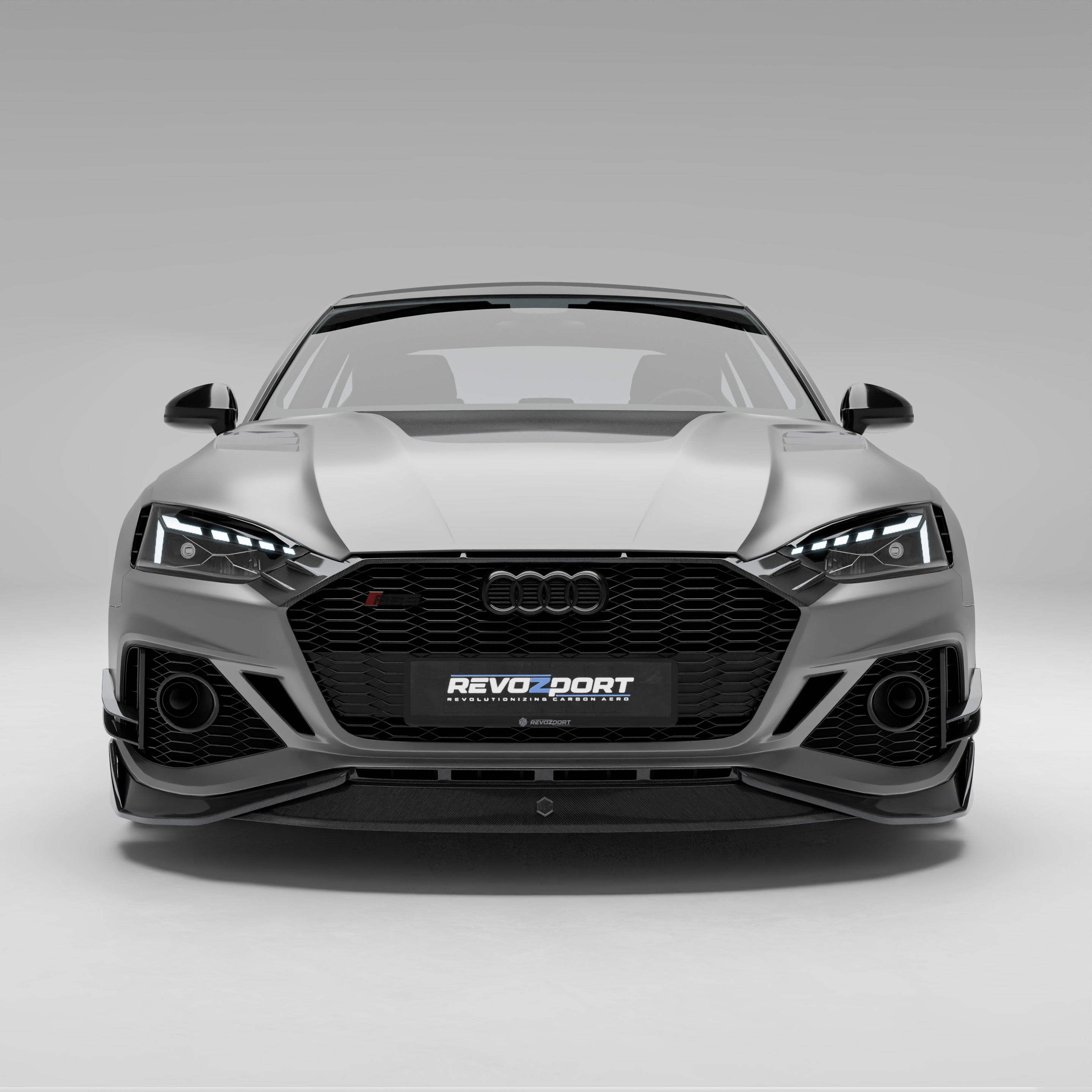 RevoZport Carbon Fiber Grill Compatible With Audi RS5 B9.5 Facelift Sportback