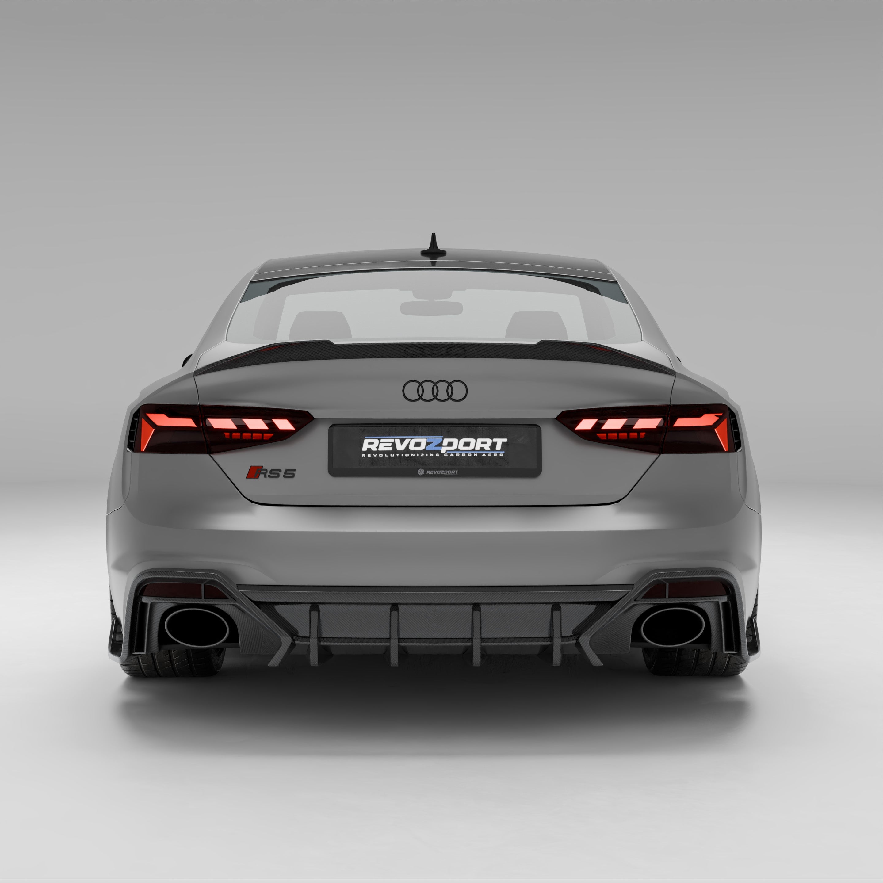 RevoZport Carbon Fiber Rear Diffuser Compatible With Audi RS5 B9.5 Facelift Sportback