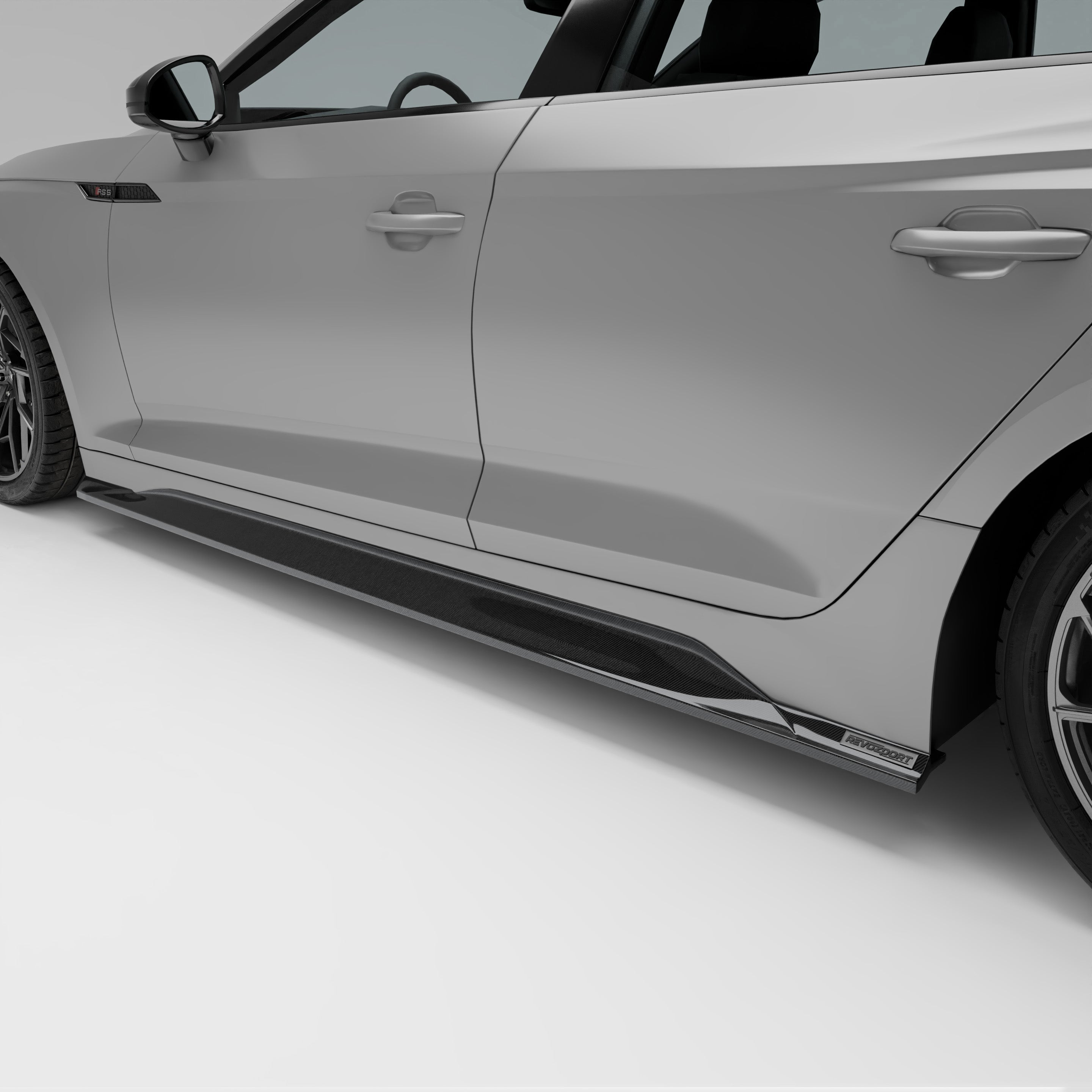 RevoZport Carbon Fiber Side Skirts Compatible With Audi RS5 B9.5 Facelift Sportback
