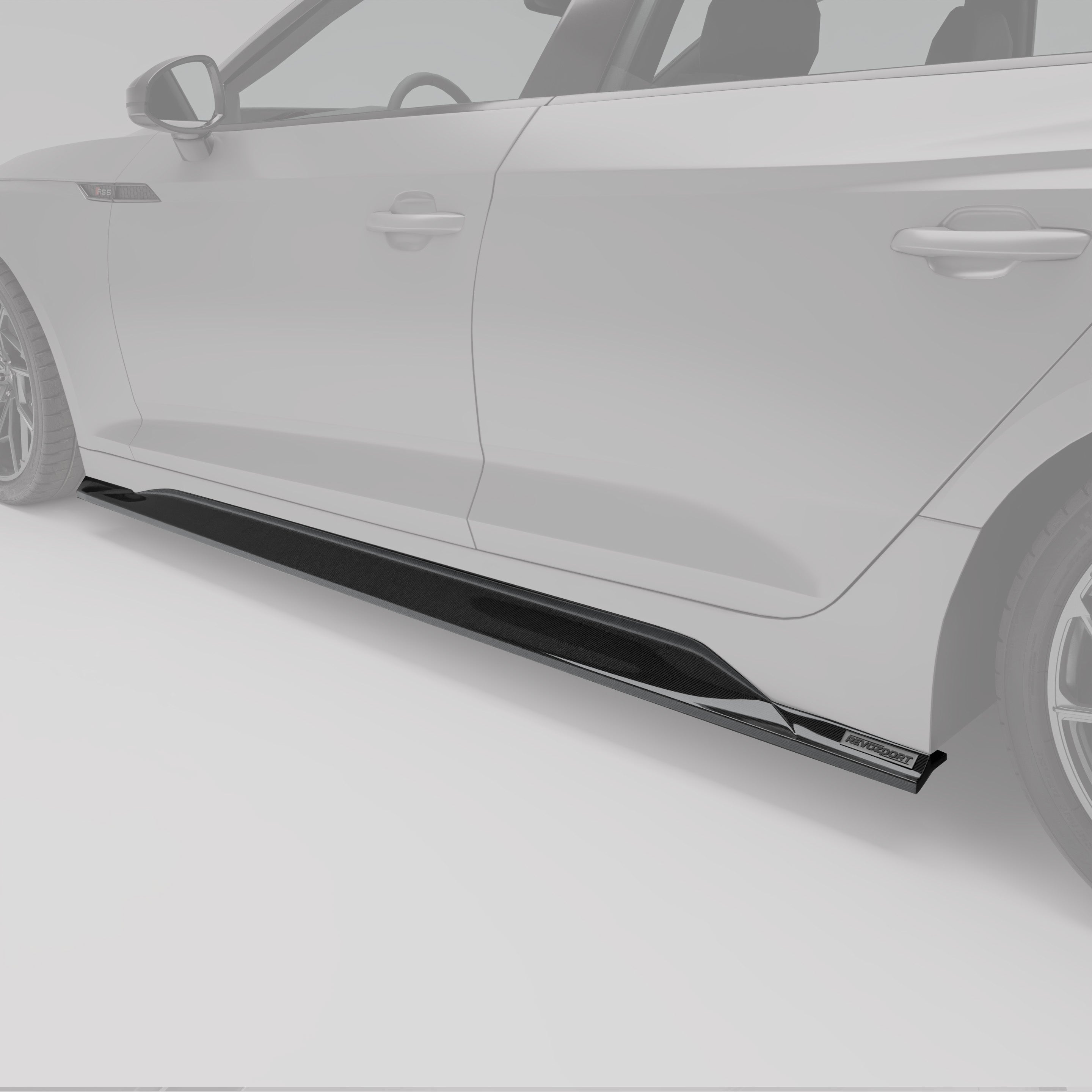 RevoZport Carbon Fiber Side Skirts Compatible With Audi RS5 B9.5 Facelift Sportback