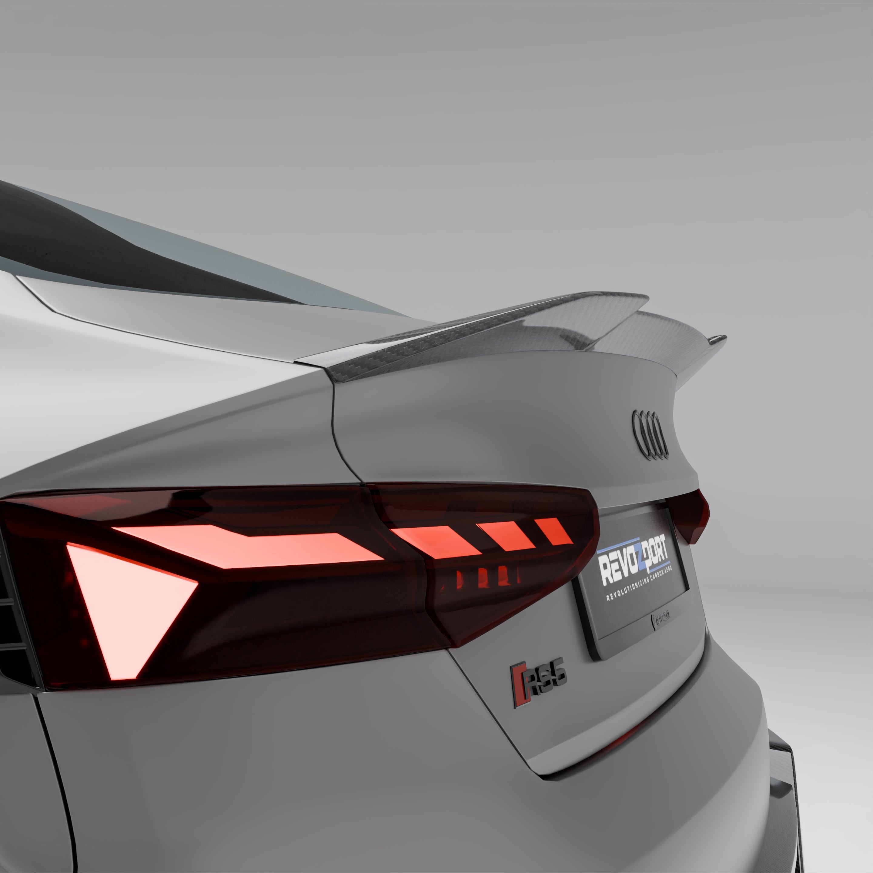 RevoZport Carbon Fiber Spoiler Compatible With Audi RS5 B9.5 Facelift Sportback