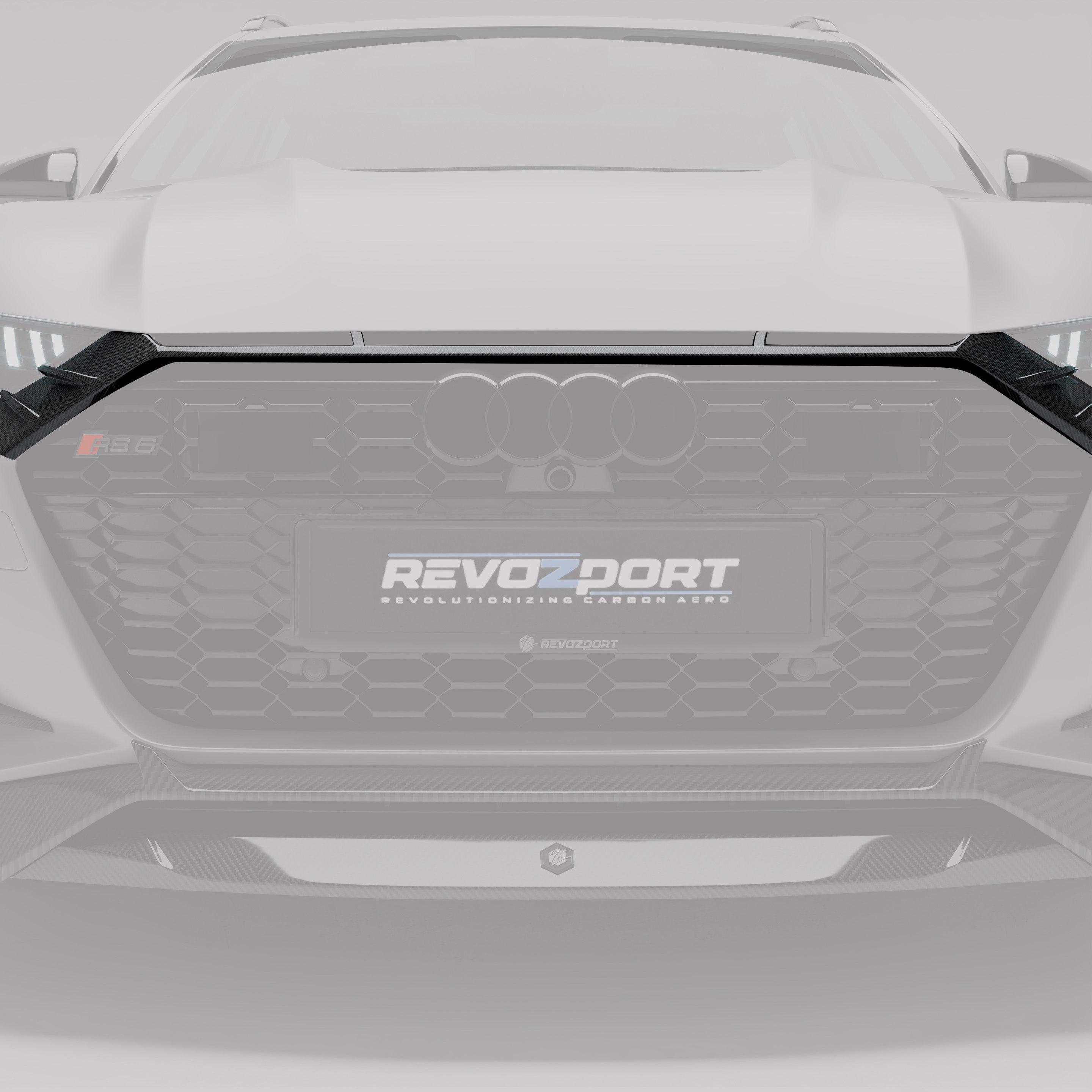 RevoZport Carbon Fiber Front Grill Compatible With Audi RS6 C8