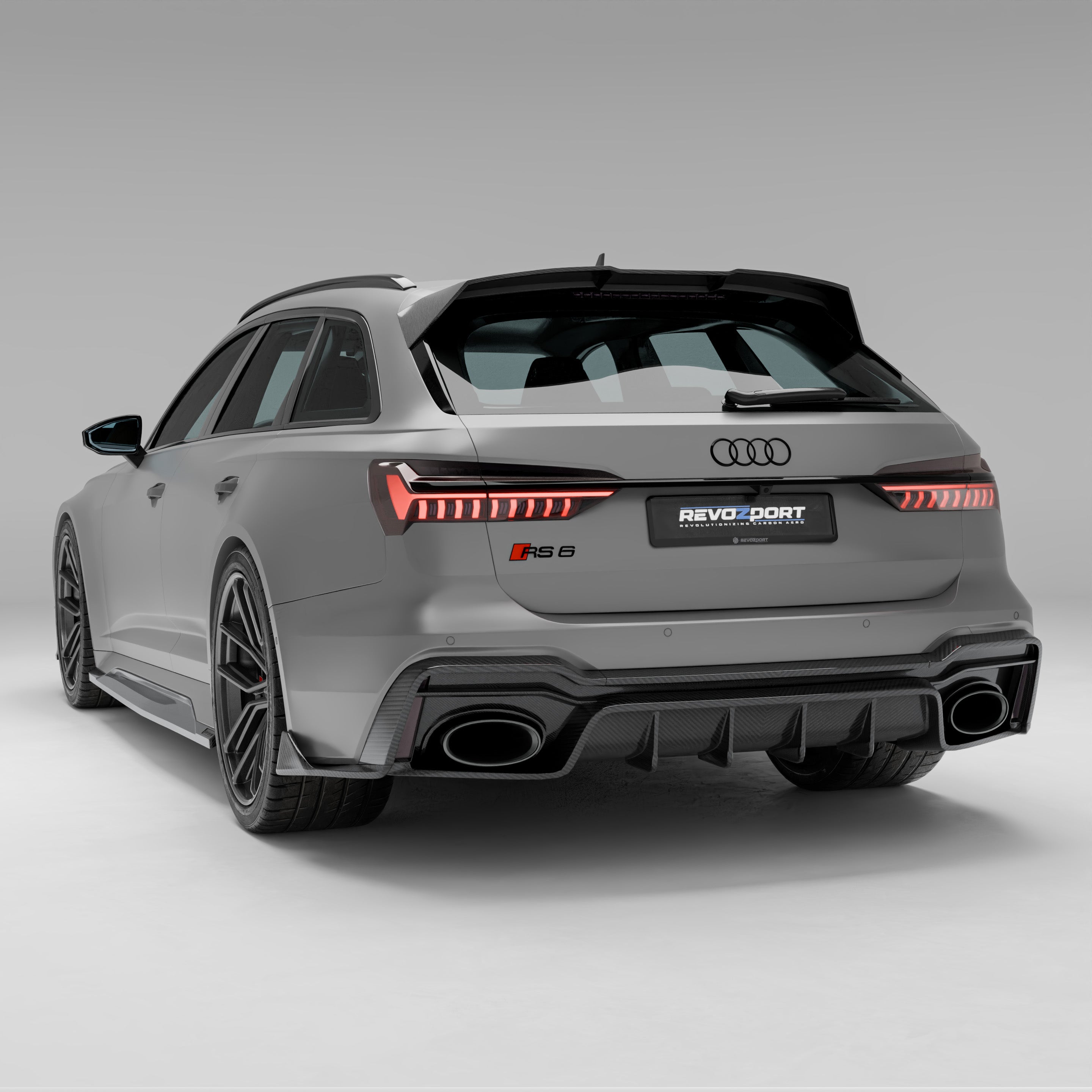 RevoZport Carbon Fiber Rear Diffuser Compatible With Audi RS6 C8