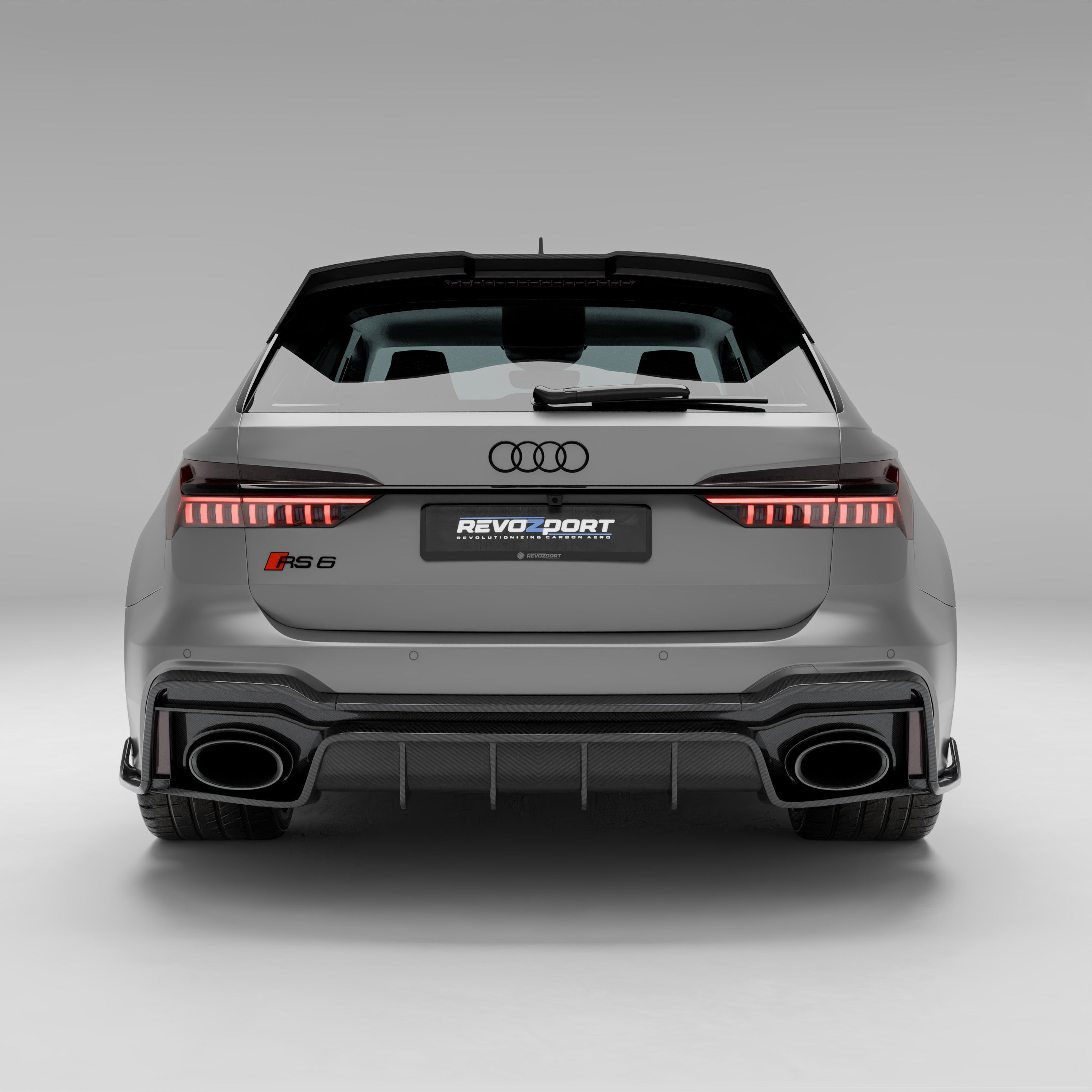 RevoZport Carbon Fiber Rear Diffuser Compatible With Audi RS6 C8