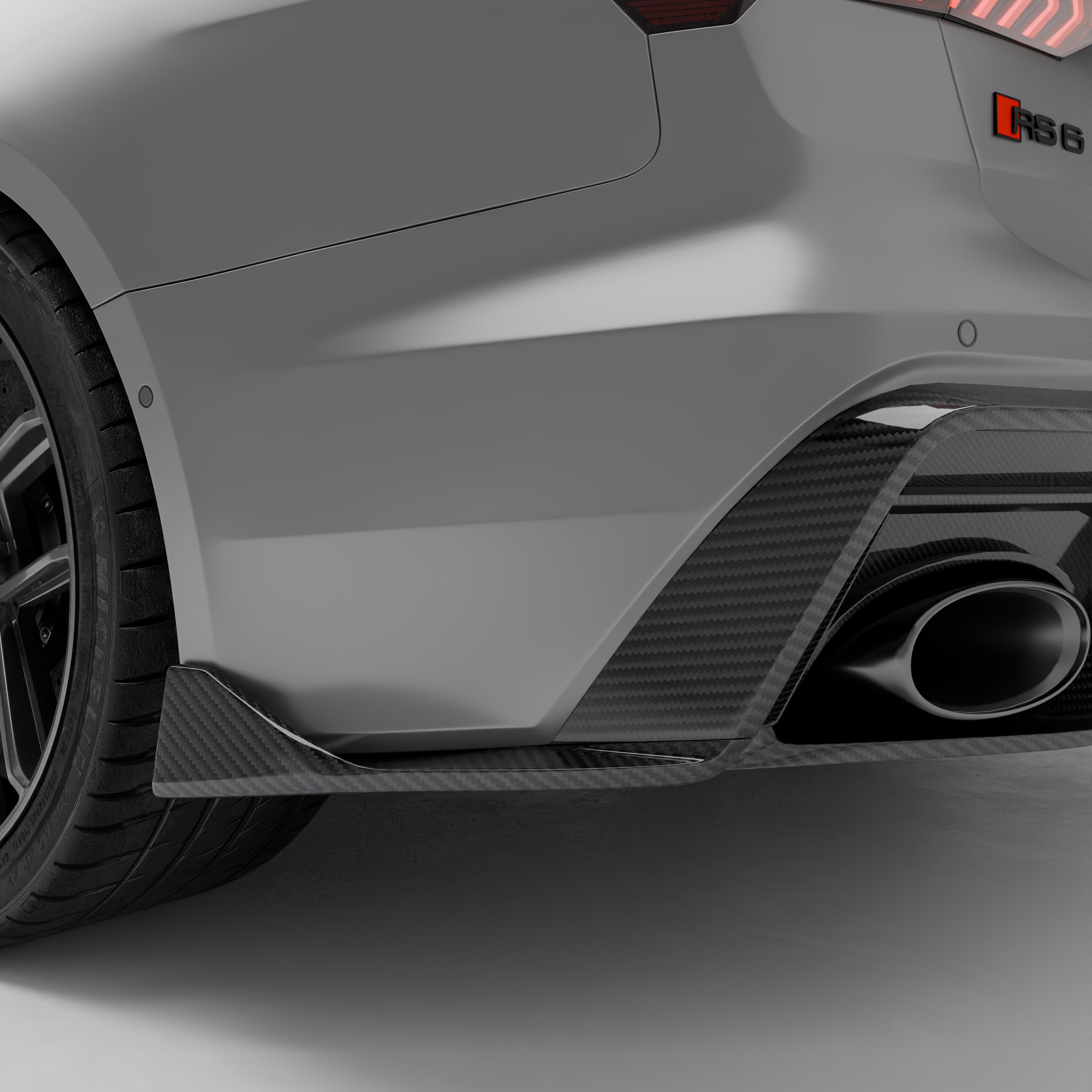 RevoZport Carbon Fiber Rear Diffuser Compatible With Audi RS6 C8