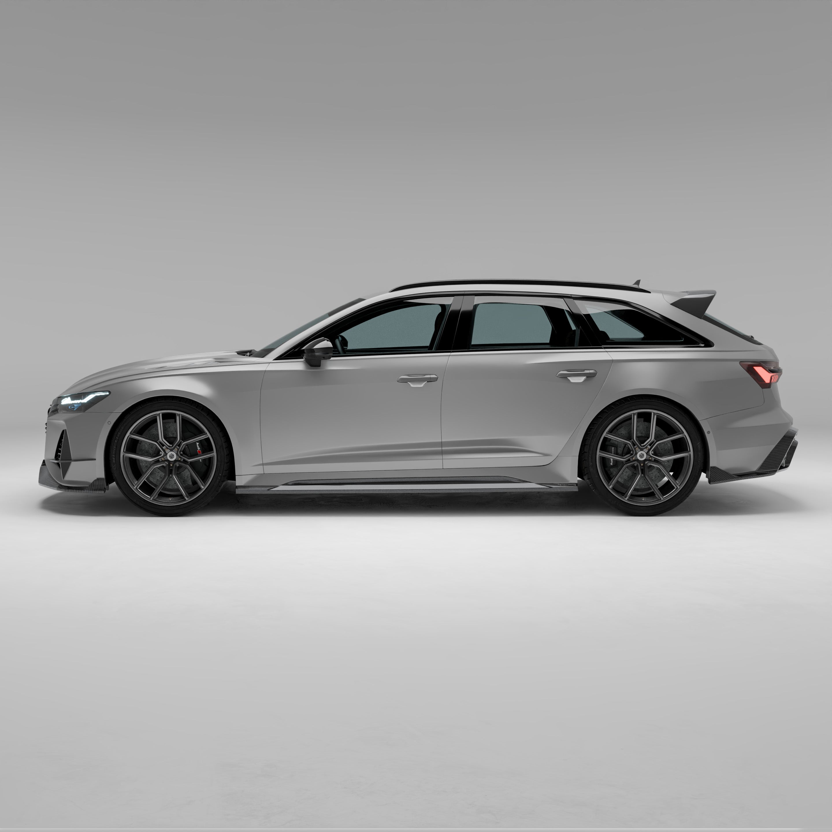 RevoZport Carbon Fiber Side Skirts Compatible With Audi RS6 C8