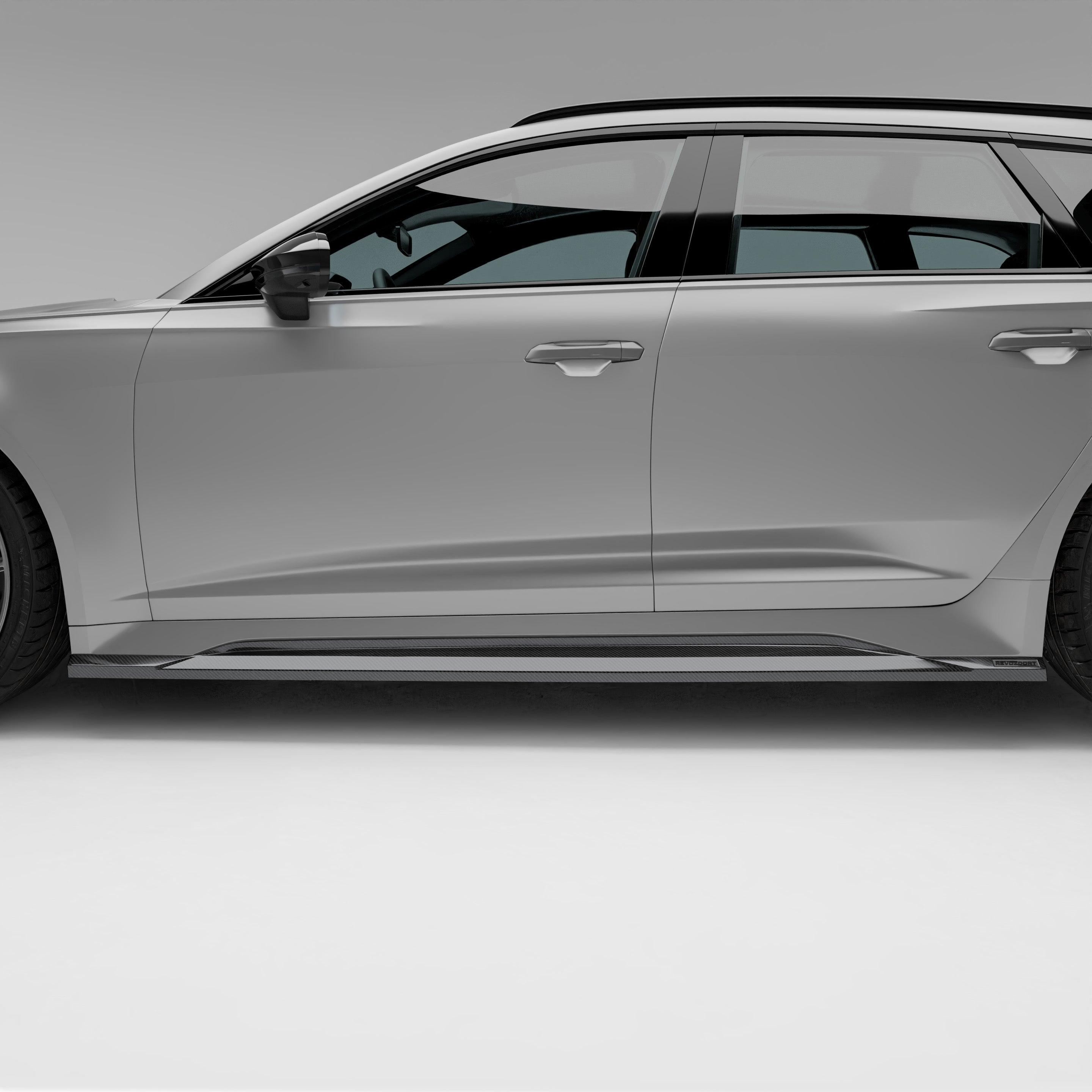 RevoZport Carbon Fiber Side Skirts Compatible With Audi RS6 C8