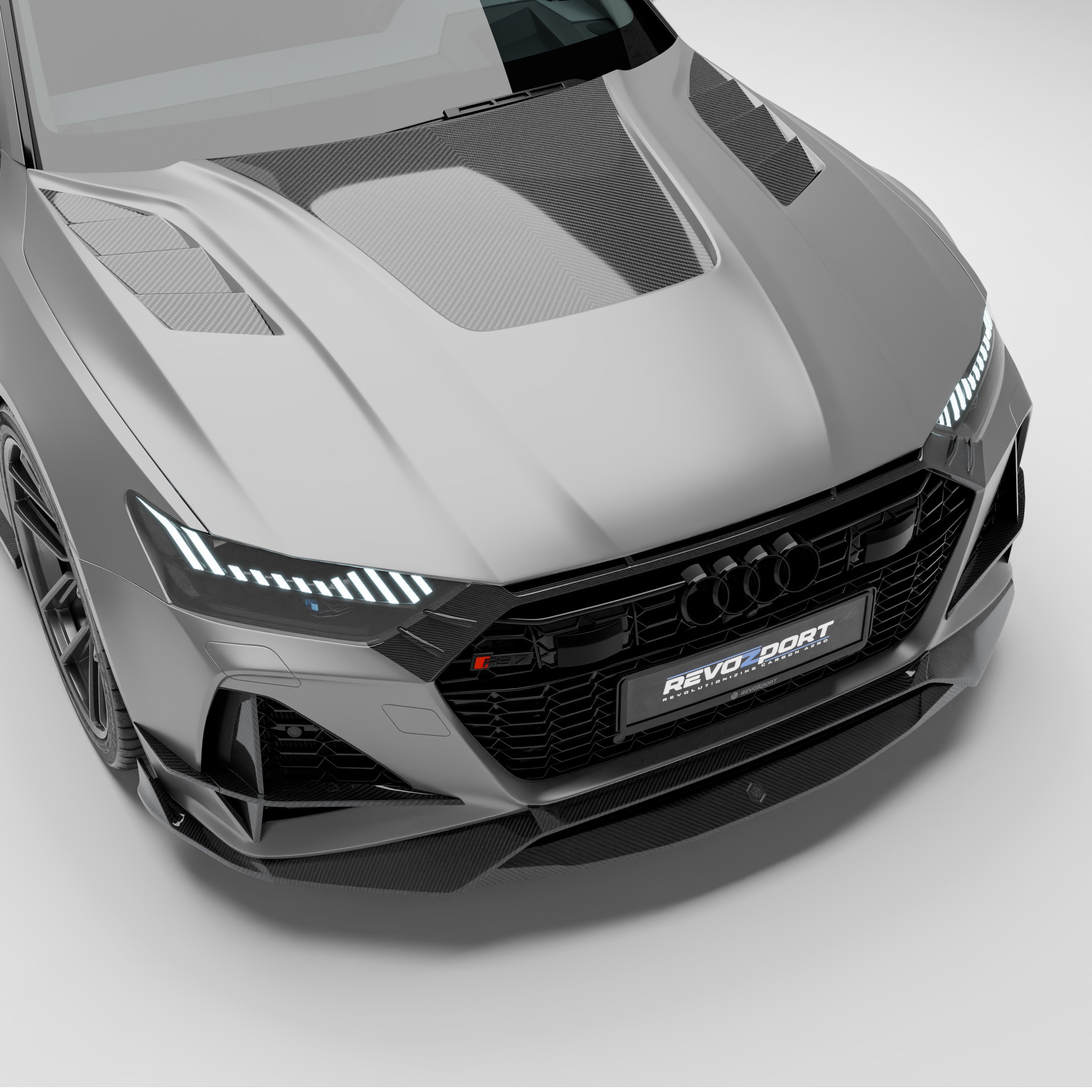 RevoZport Carbon Fiber Hood Compatible With Audi RS7 C8