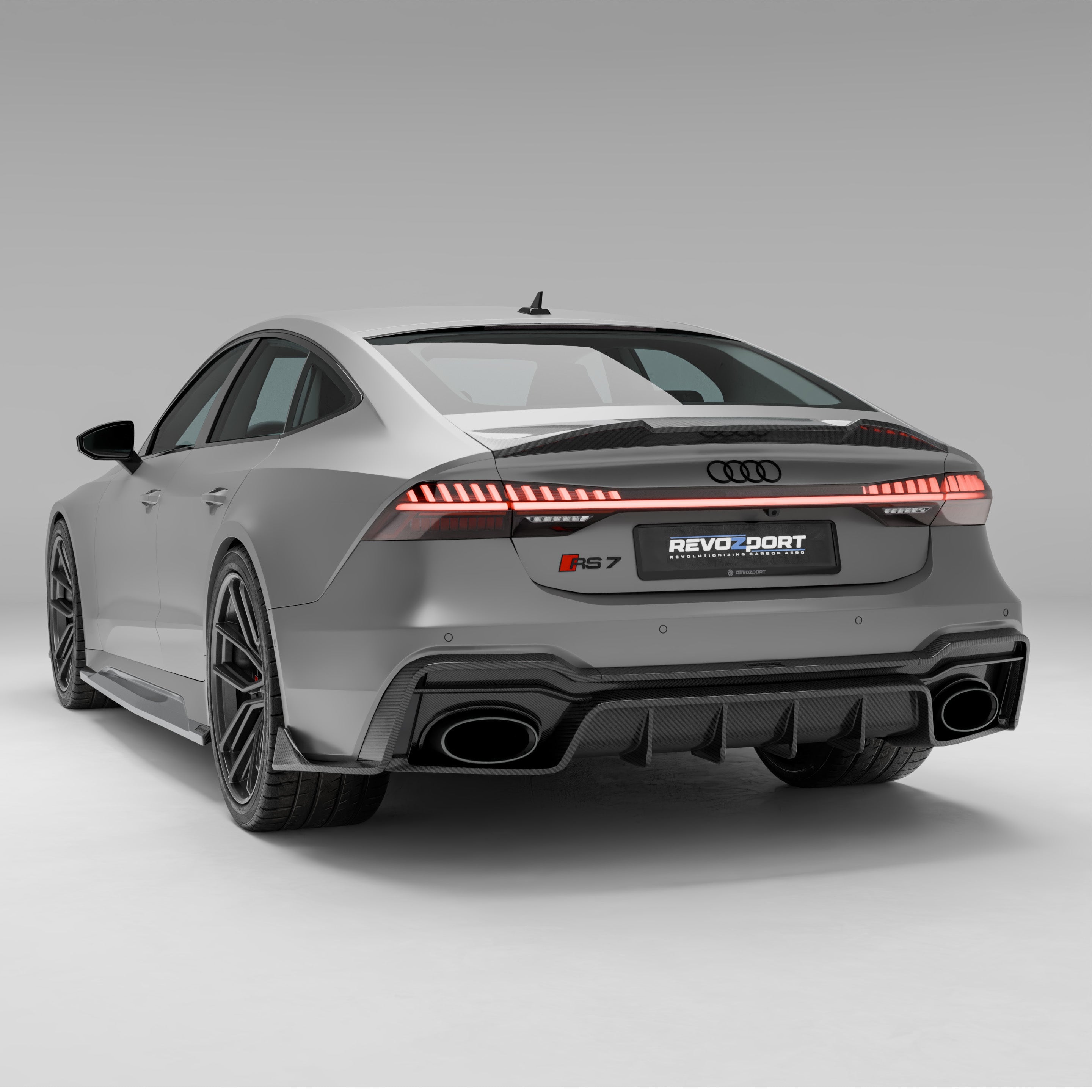 RevoZport Carbon Fiber Rear Diffuser Compatible With Audi RS7 C8