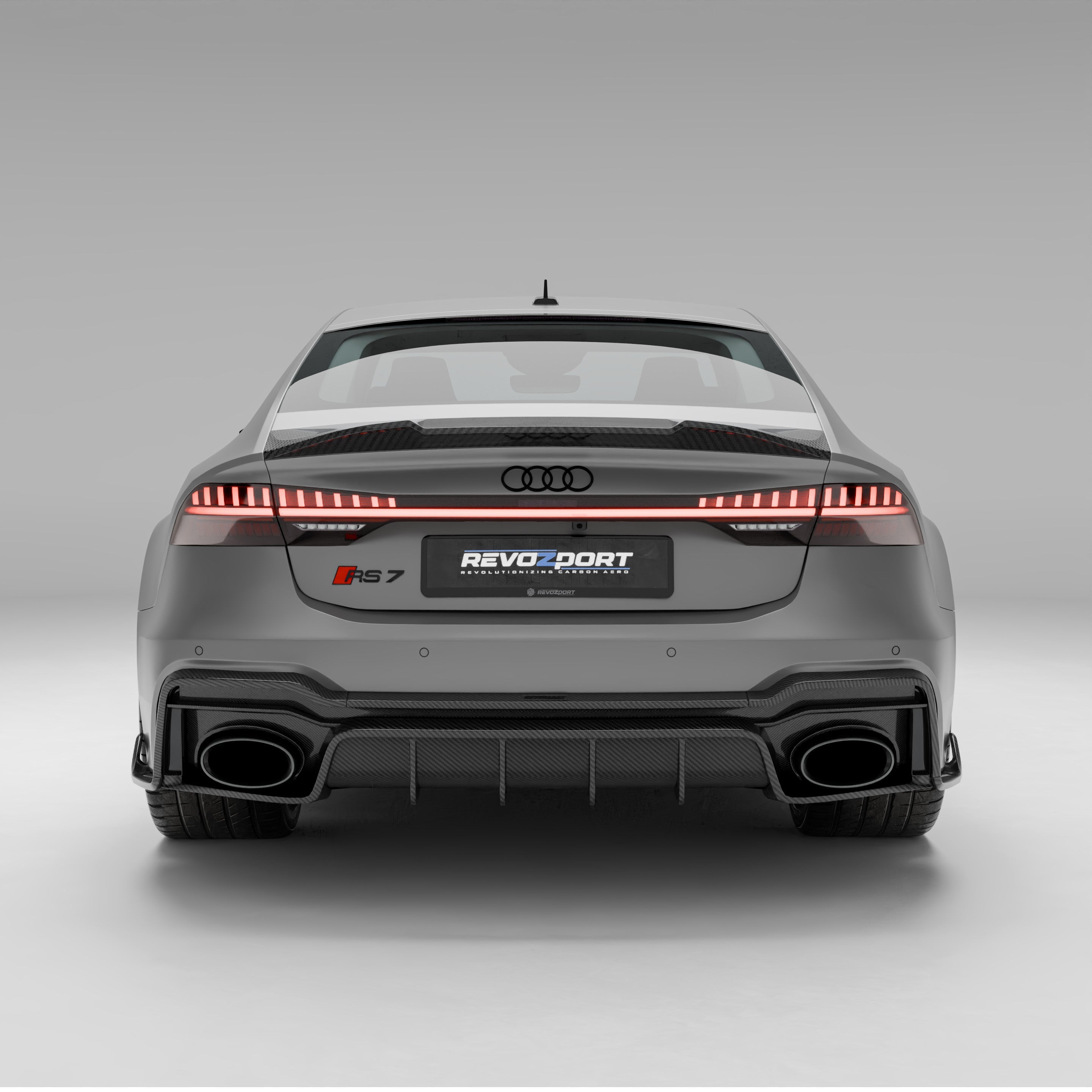 RevoZport Carbon Fiber Rear Diffuser Compatible With Audi RS7 C8