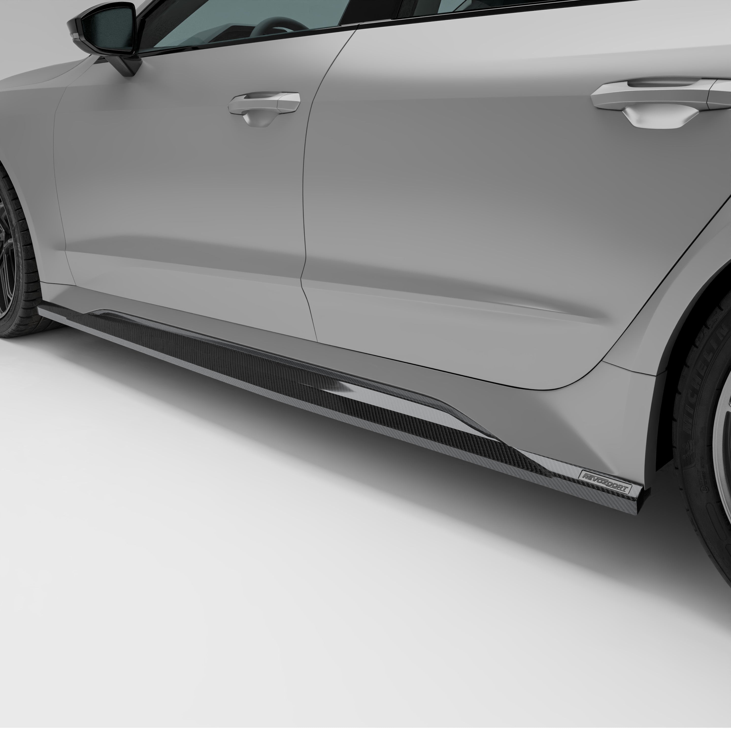 RevoZport Carbon Fiber Side Skirts Compatible With Audi RS7 C8