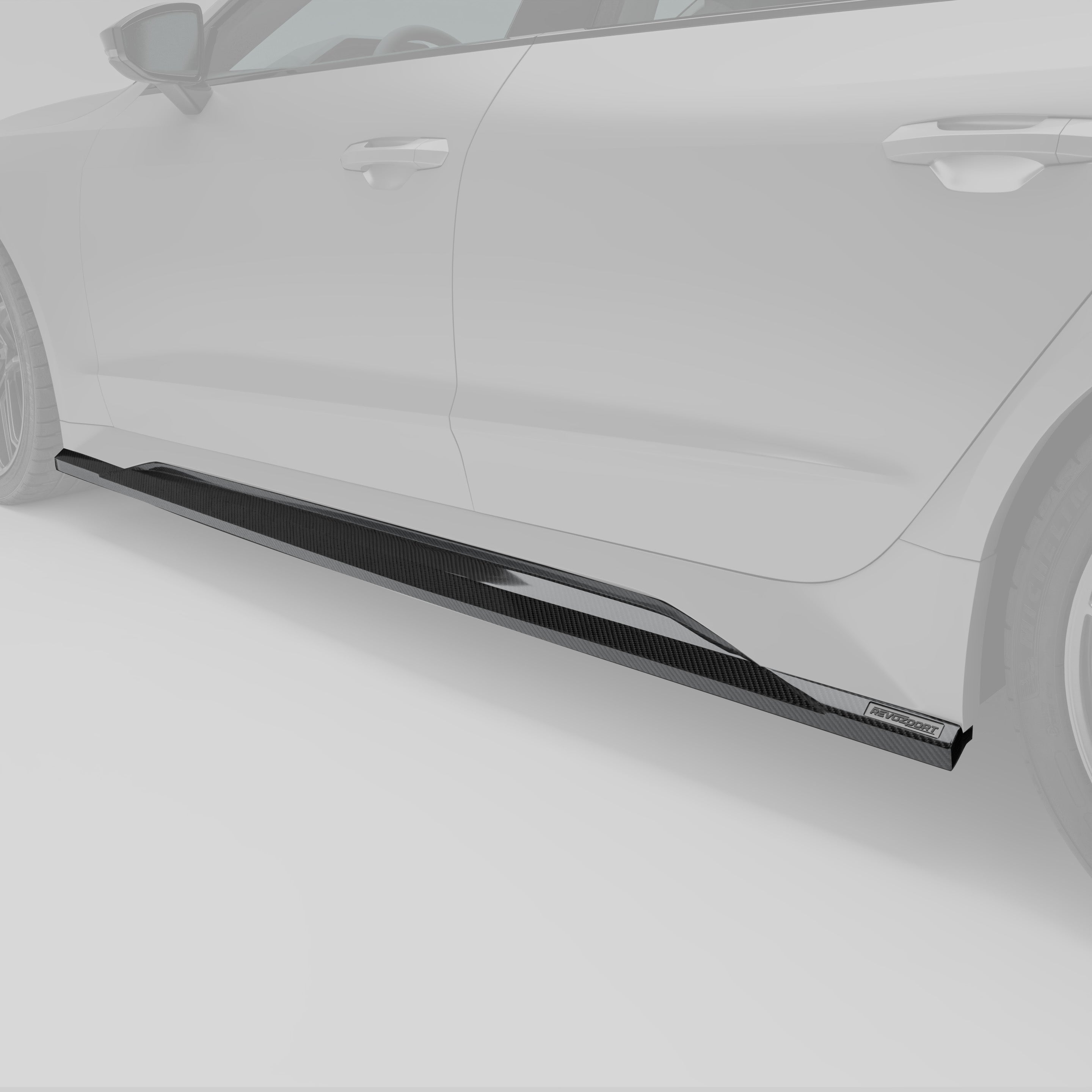 RevoZport Carbon Fiber Side Skirts Compatible With Audi RS7 C8