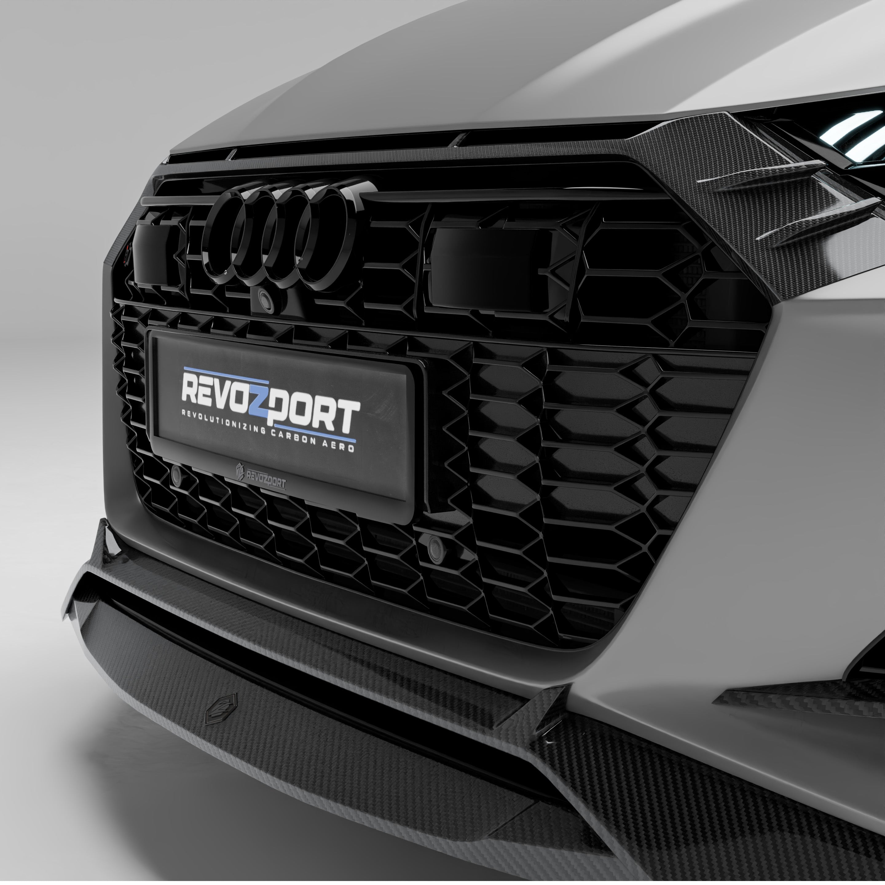 RevoZport Carbon Fiber Front Grill Compatible With Audi RS7 C8 Sportback