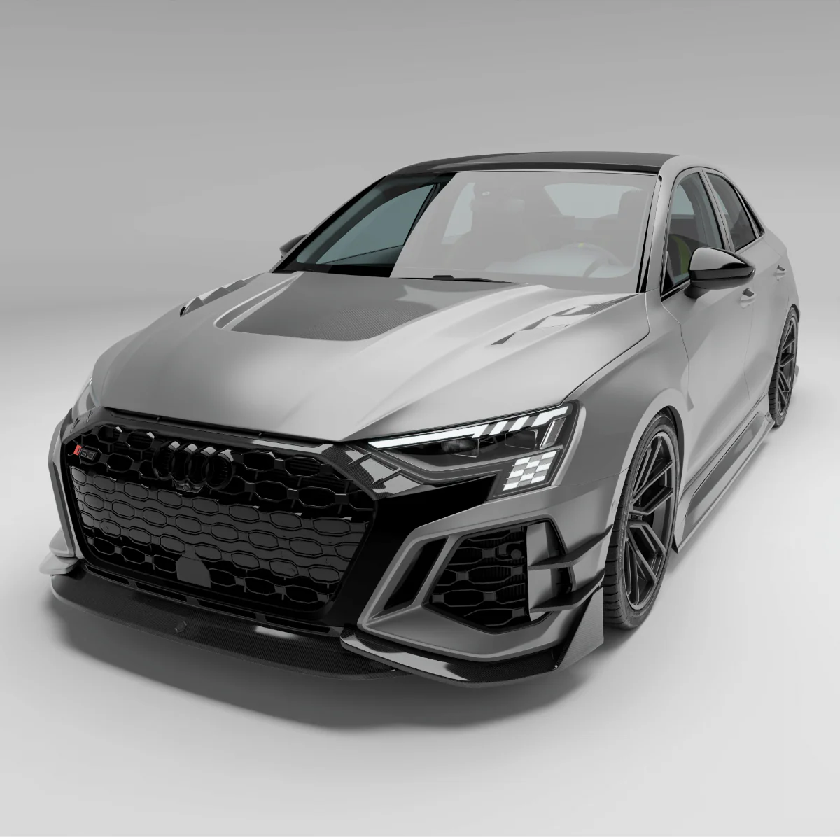 Zestaw elementów nadwozia z włókna węglowego RevoZport kompatybilny z Audi RS3 8 l. Sedan