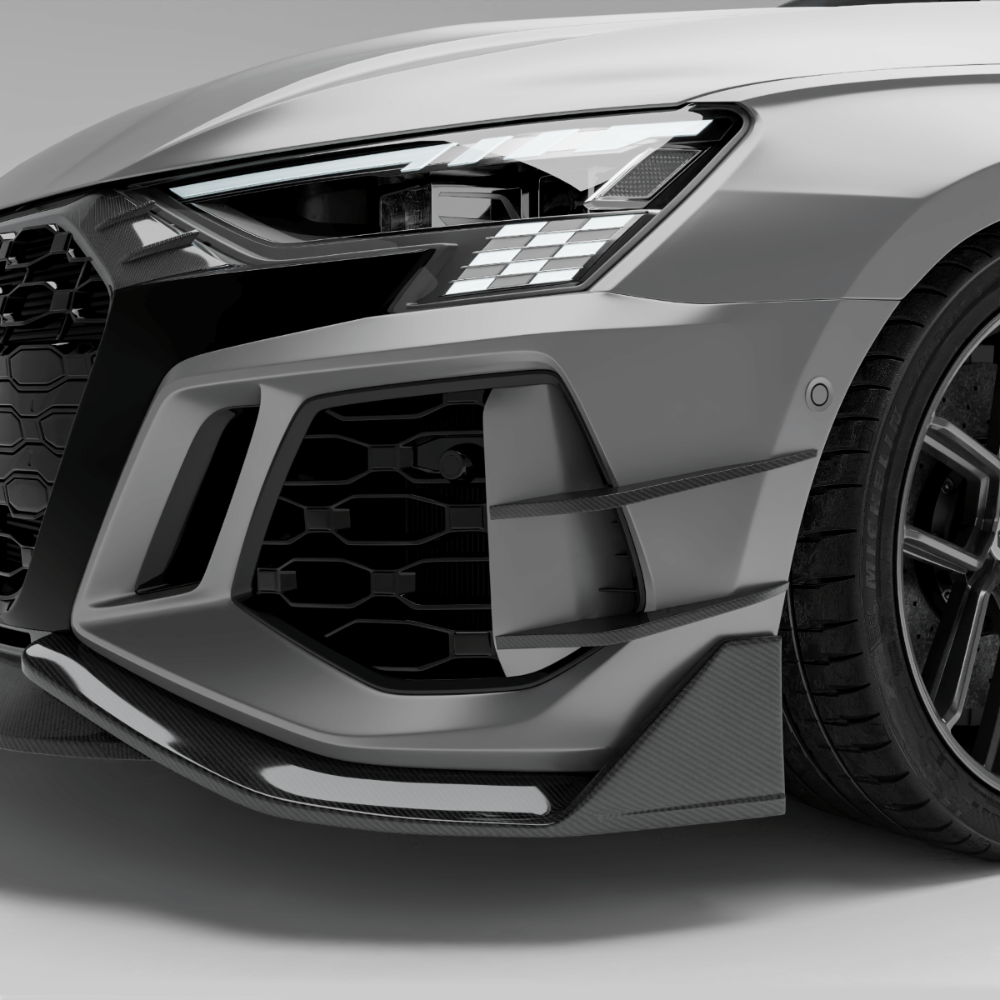 RevoZport Carbon Fiber Canards Compatible With Audi RS3 8Y Limousine
