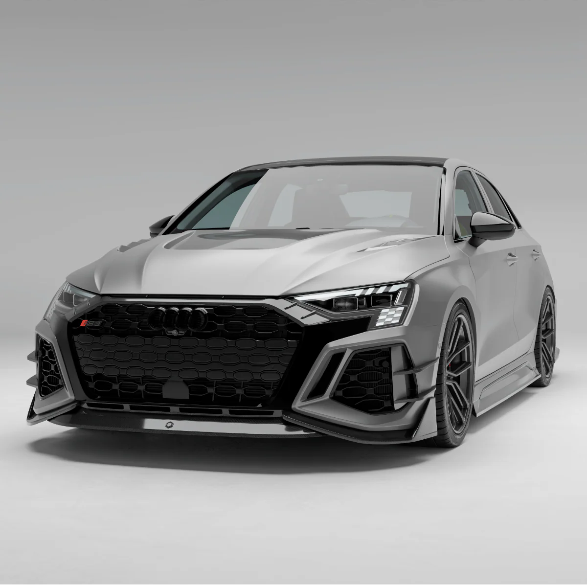 Zestaw elementów nadwozia z włókna węglowego RevoZport kompatybilny z Audi RS3 8 l. Sedan