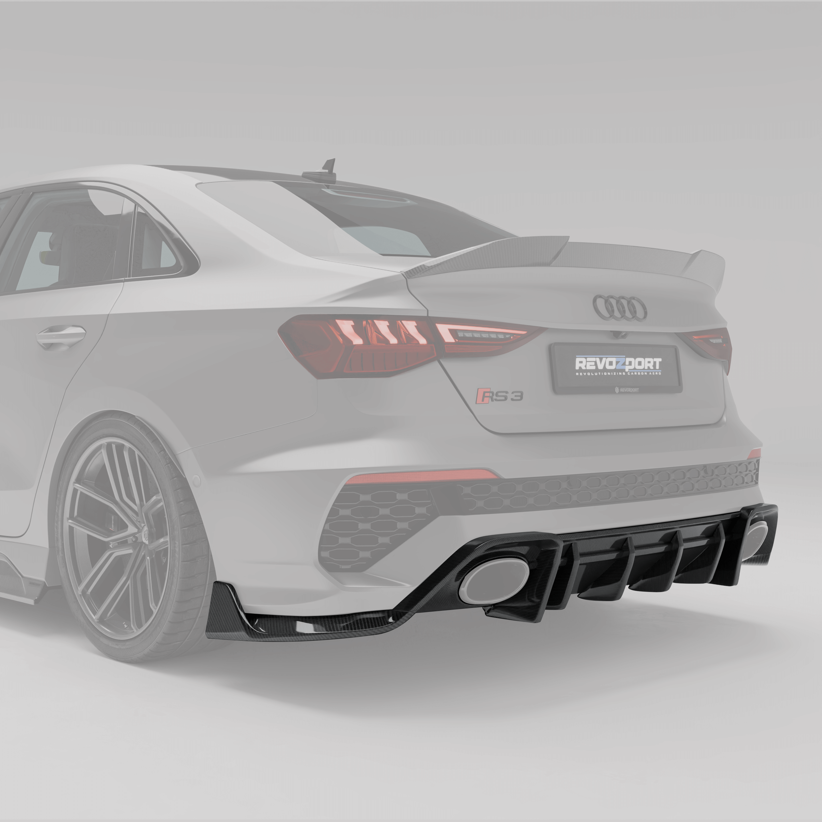 RevoZport Carbon Fiber Rear Diffuser Compatible With Audi RS3 8Y Limousine