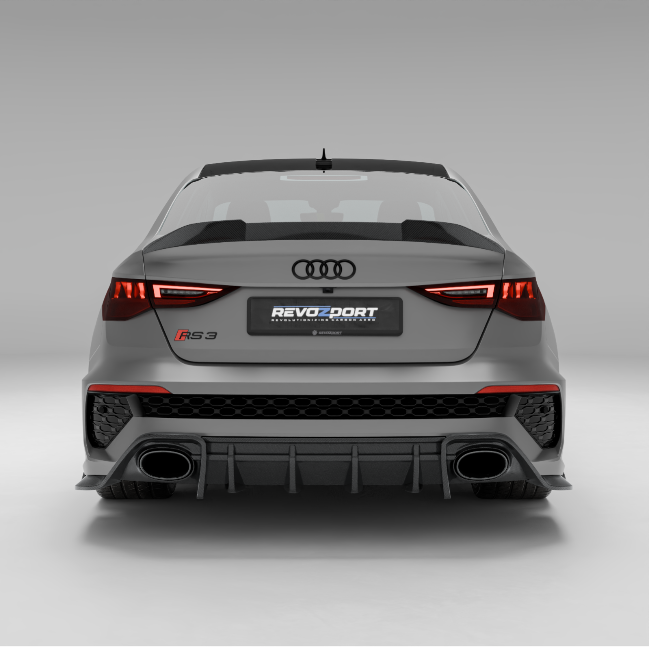 RevoZport Carbon Fiber Rear Diffuser Compatible With Audi RS3 8Y Limousine