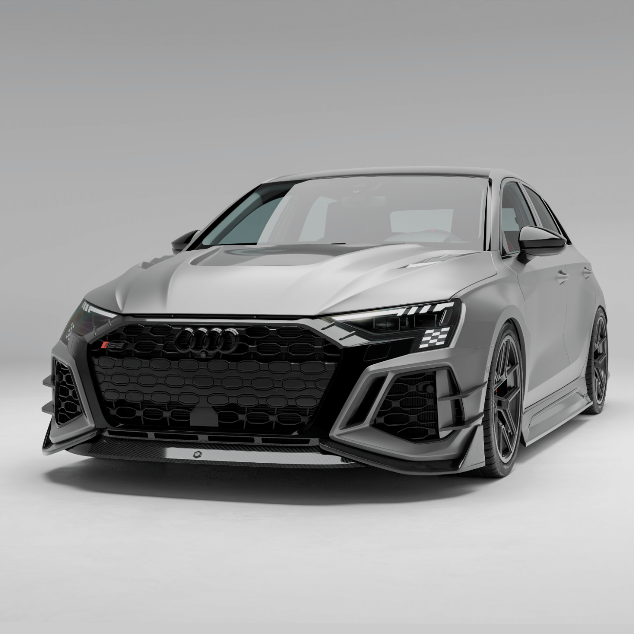 RevoZport Carbon Fiber Front Lip Compatible With Audi RS3 8Y Sportback