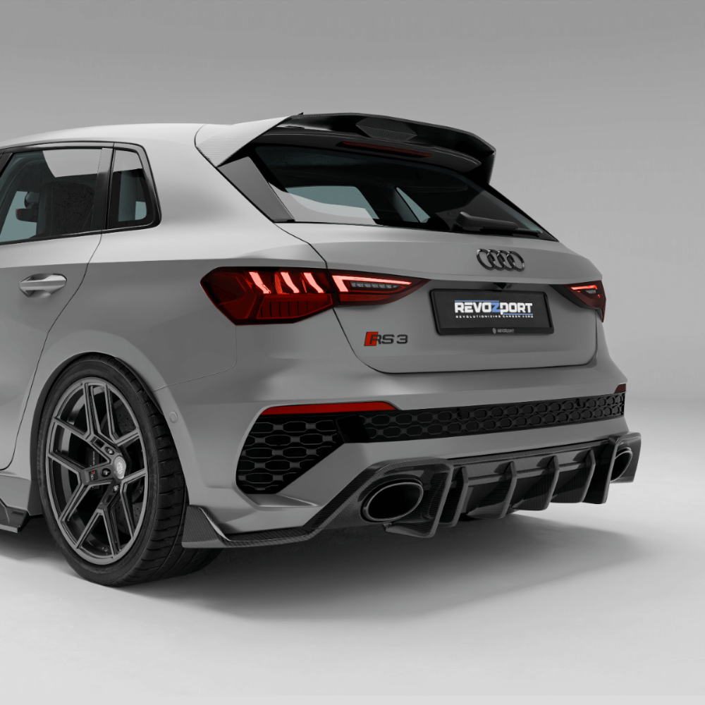 RevoZport Carbon Fiber Rear Diffuser Compatible With Audi RS3 8Y Sportback