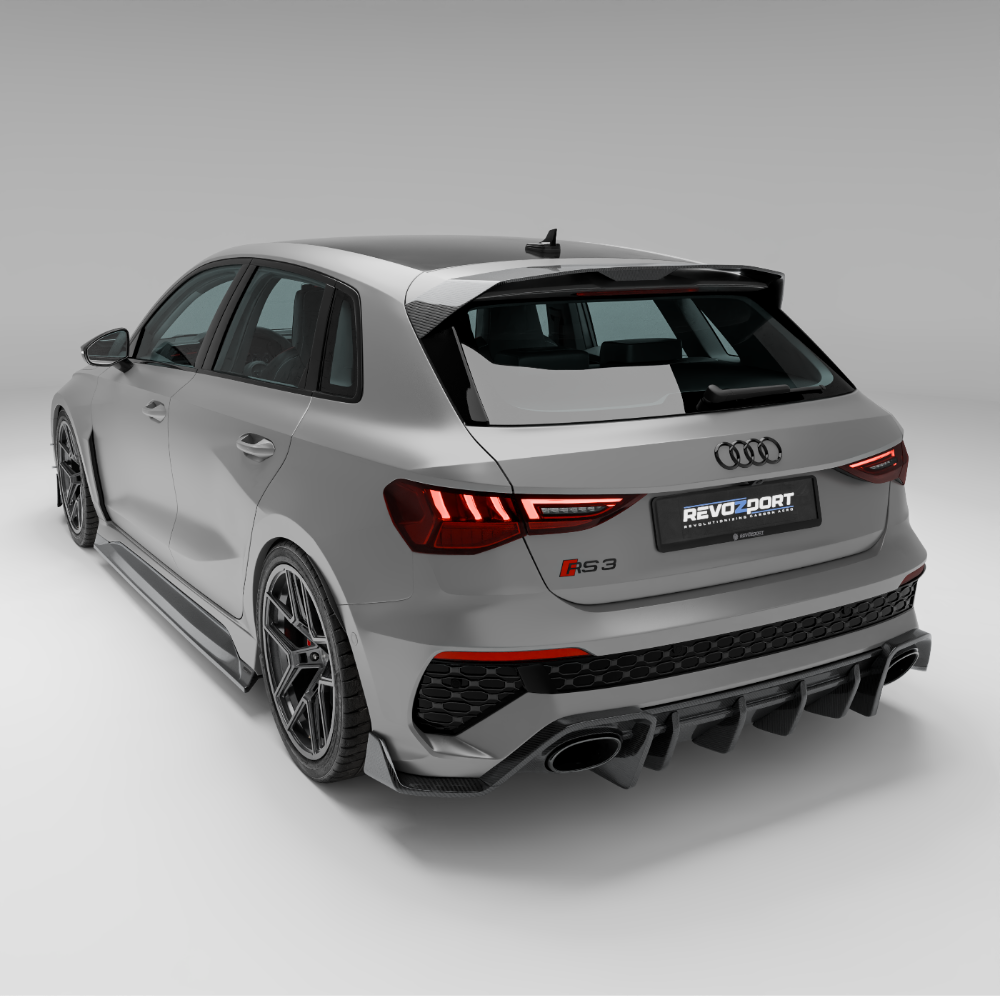 RevoZport Carbon Fiber Rear Diffuser Compatible With Audi RS3 8Y Sportback