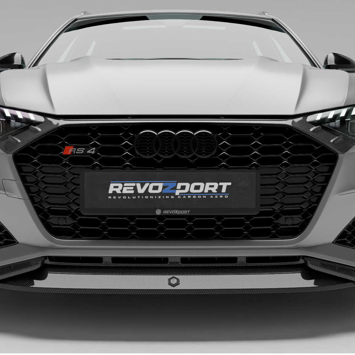 RevoZport Carbon Fiber Front Grill Compatible With Audi RS4 B9.5 Facelift