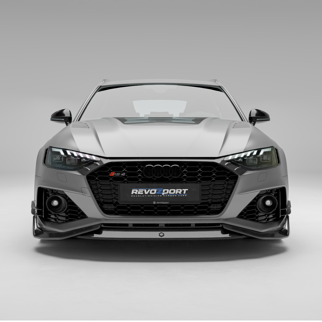 RevoZport Carbon Fiber Front Grill Compatible With Audi RS4 B9.5 Facelift